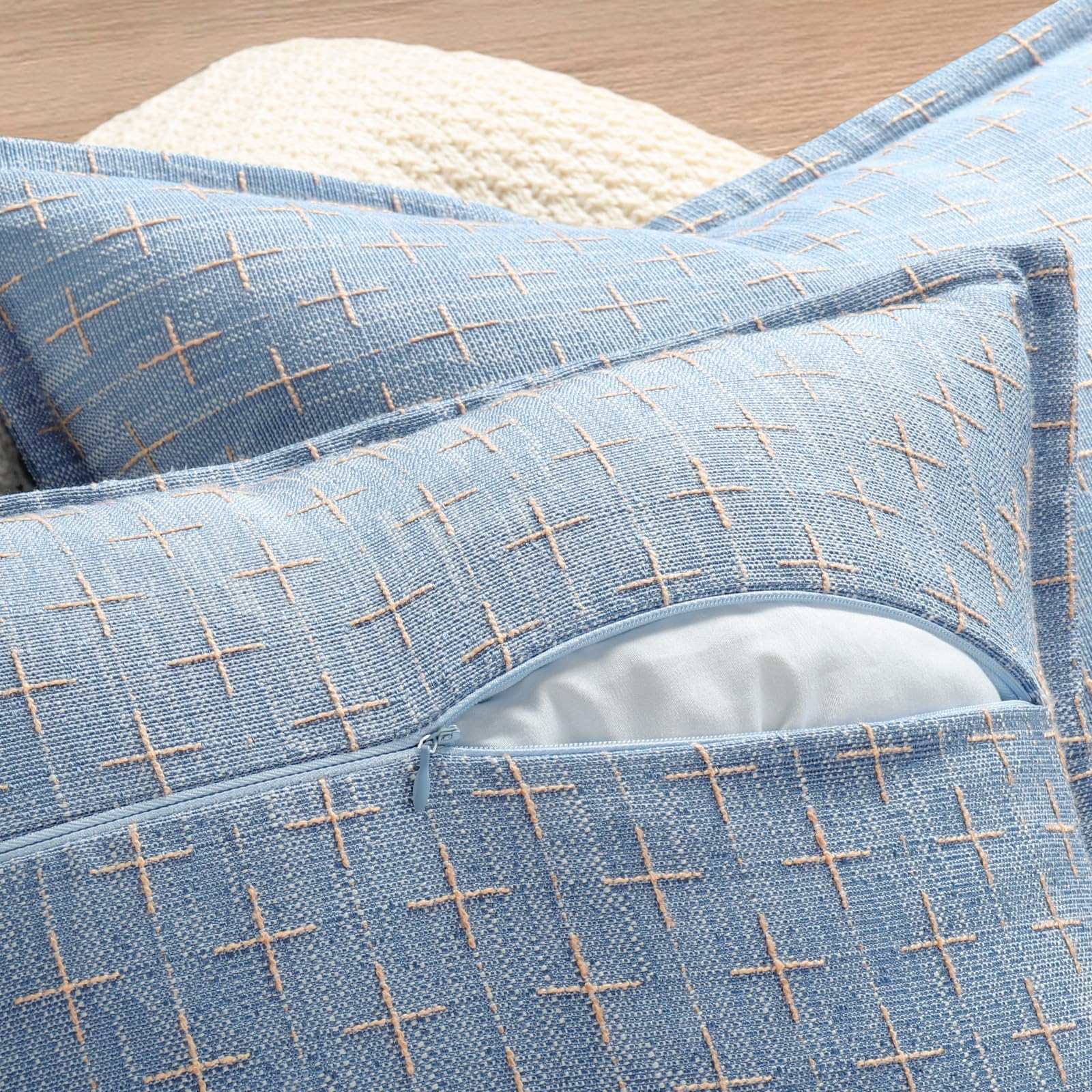 Pillow Covers 18x18 Set of 2 Soft Polyester Textured Pillow Covers with Stylish Flange Edge Cozy Farmhouse Throw Pillows for Couch Bed Sofa Living Room (2 Count)