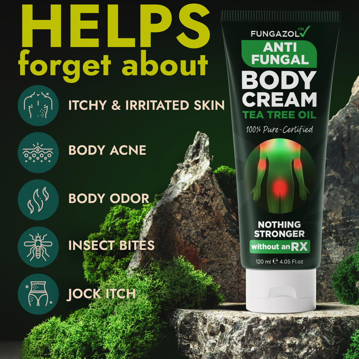 Antifungal Body Cream for Ringworm & Athlete's Foot with Tea Tree Oil (4.05 Fl Oz)