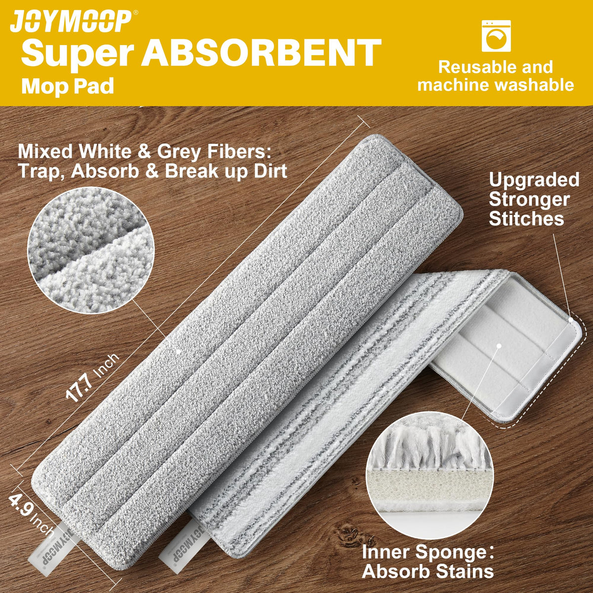 17.7 Inch Microfiber Mop Replacement Pads (2 Count)