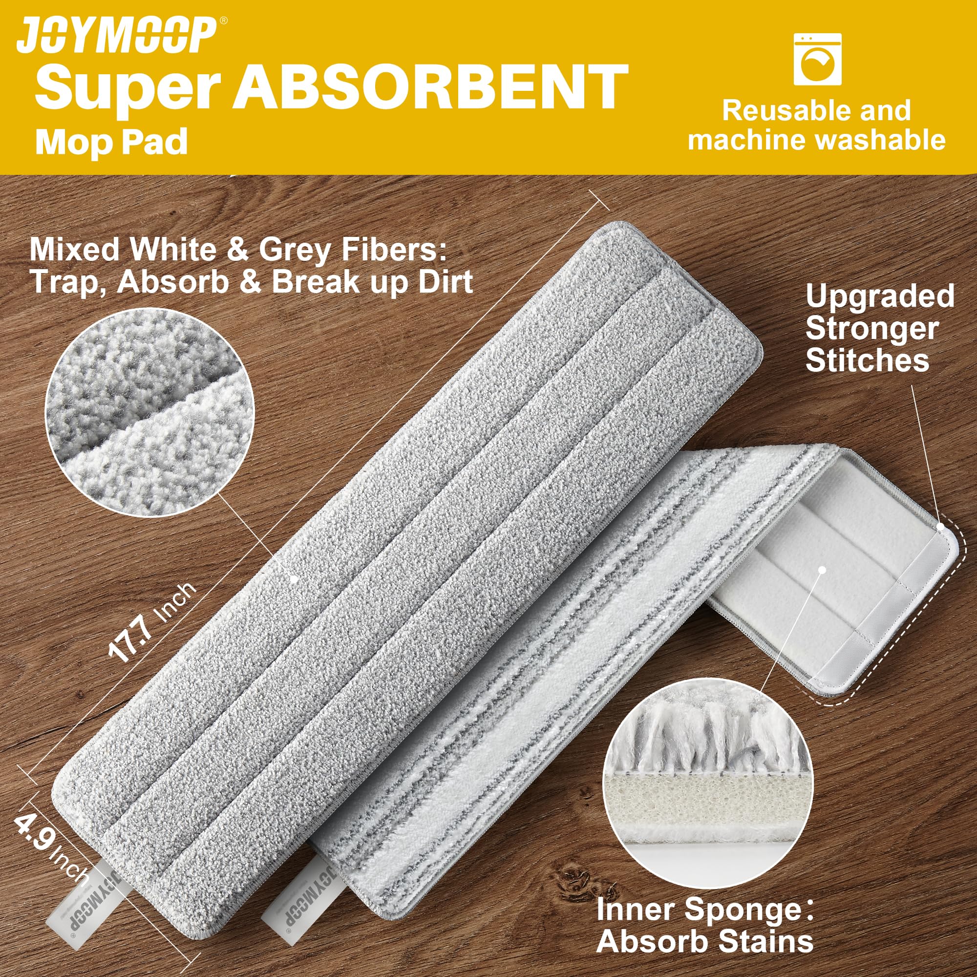 17.7 Inch Microfiber Mop Replacement Pads (2 Count)