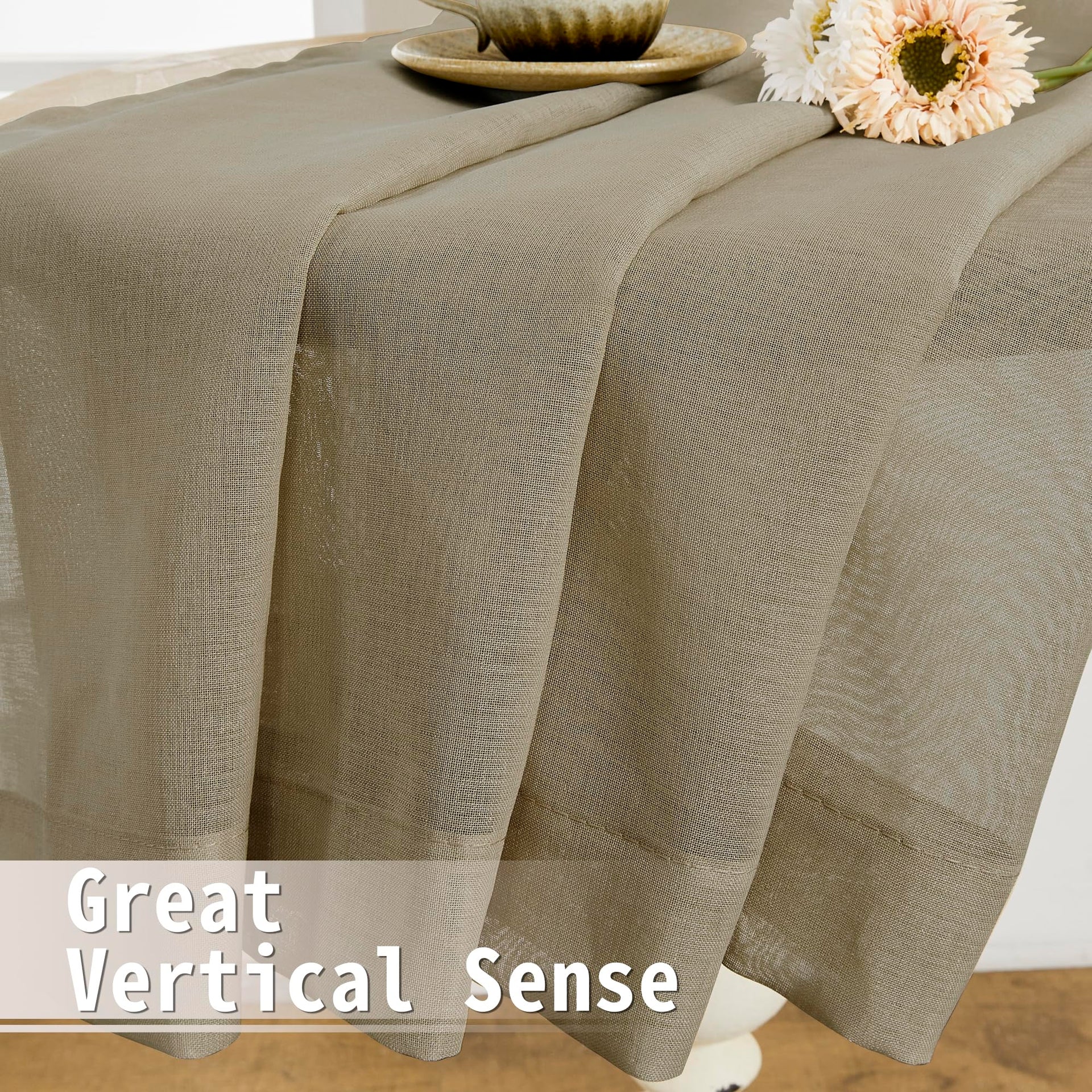 Sheer Door Curtain Closet Linen Textured Curtain Sheers Doorway Light Filtering Voile French Door Rod Pocket Curtains Patio Glass Doors