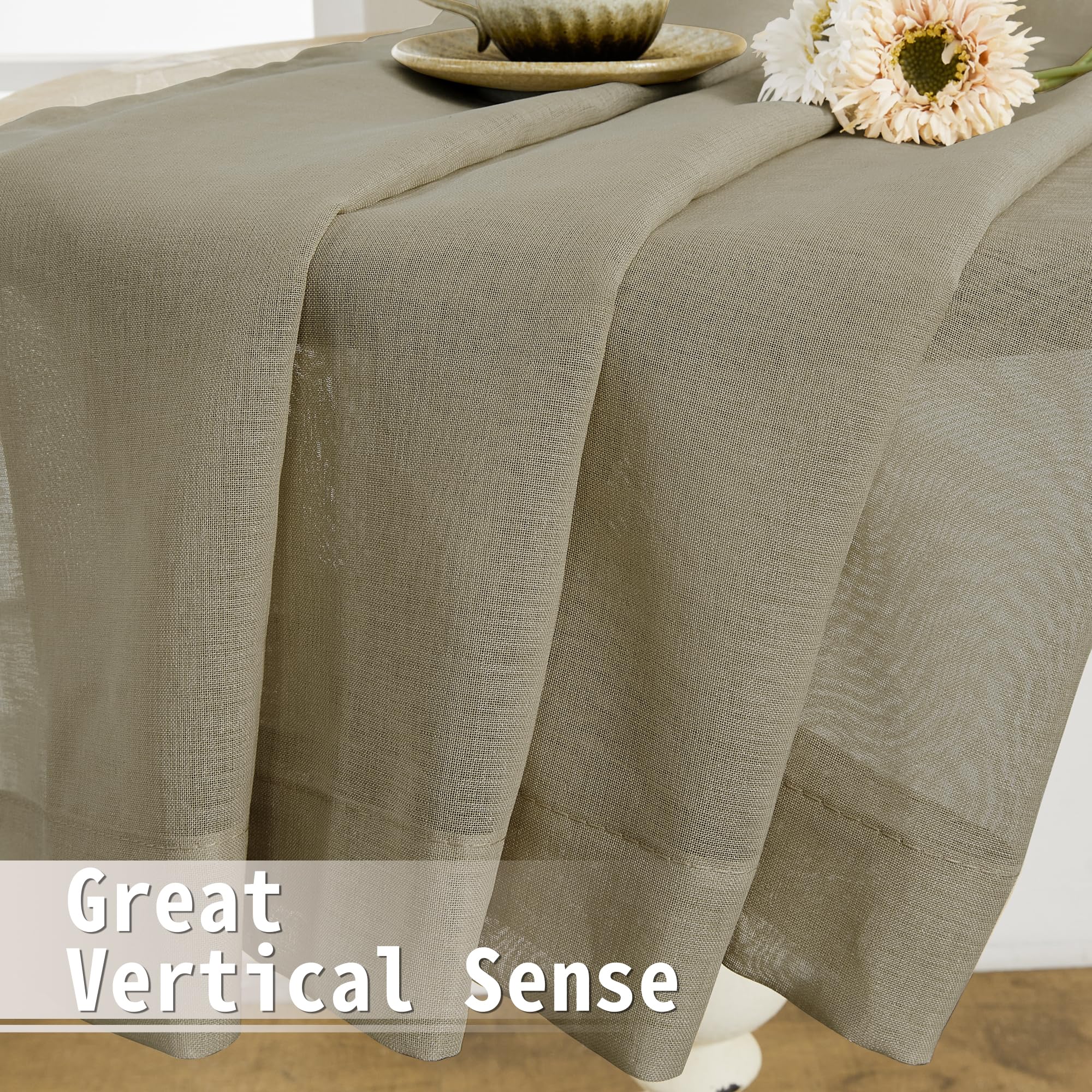 Sheer Door Curtain Closet Linen Textured Curtain Sheers Doorway Light Filtering Voile French Door Rod Pocket Curtains Patio Glass Doors