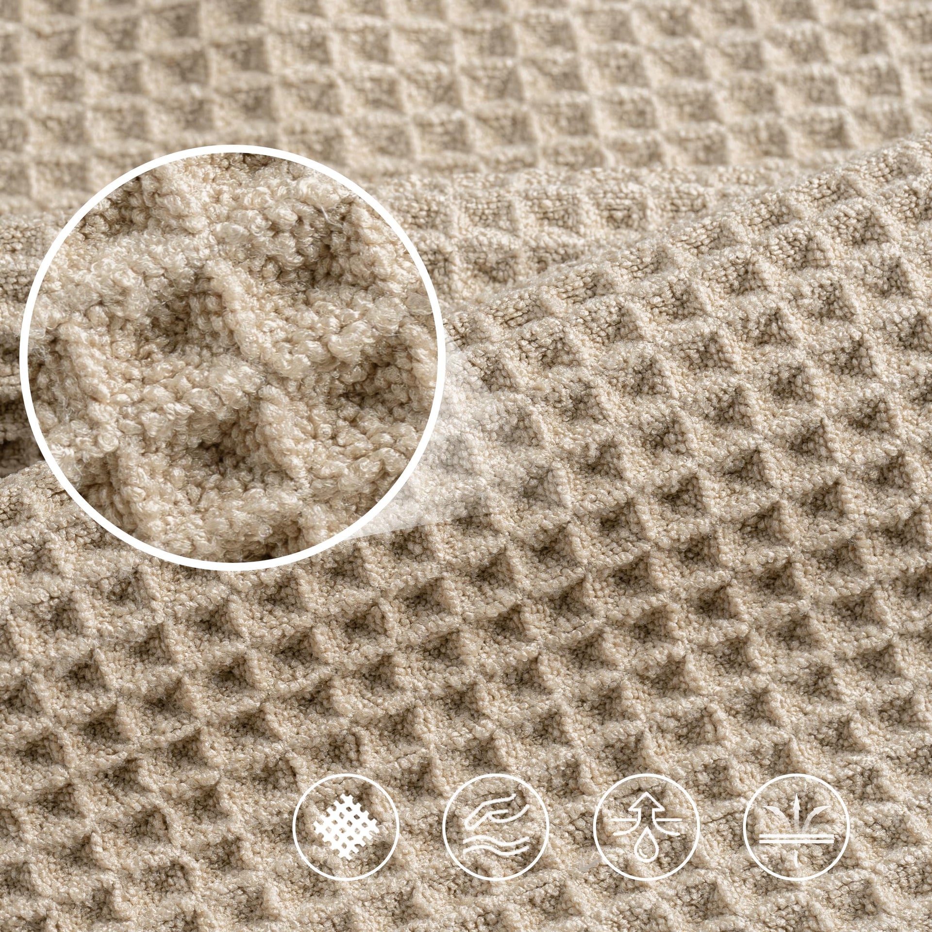 430 GSM Poly Blend Microfiber Quick Dry Waffle Bath Towel (4 Count)