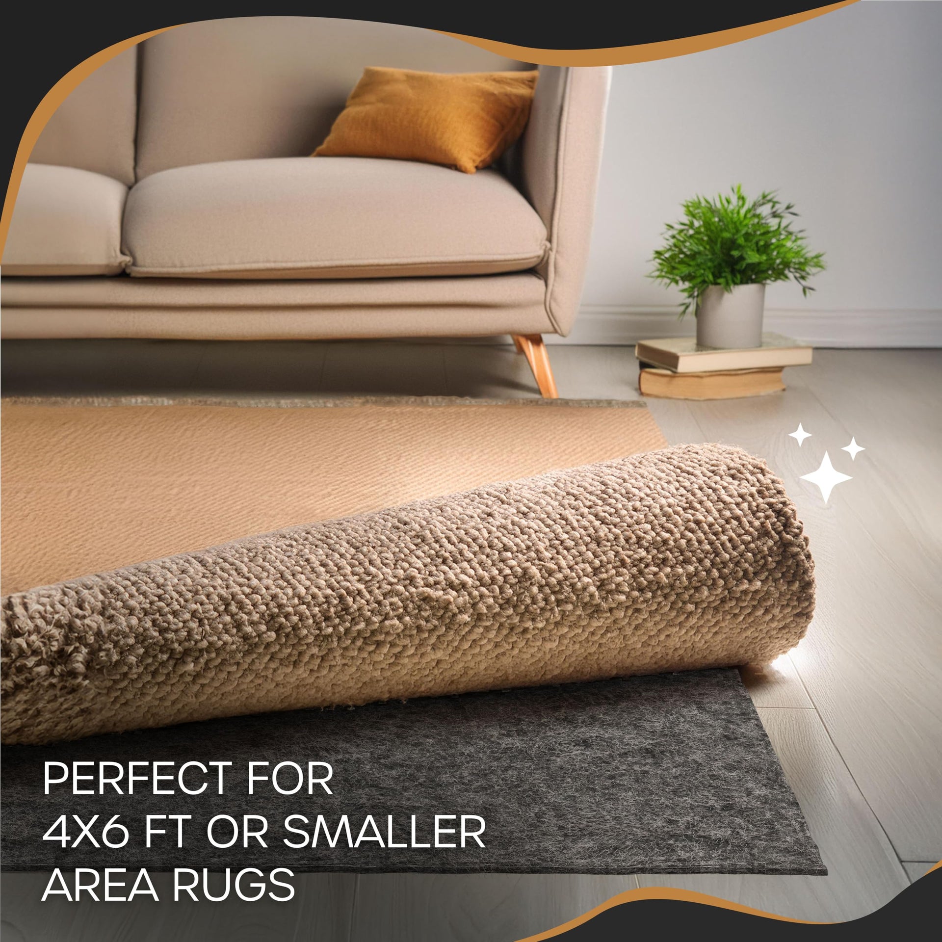 4 Ft x 6 Ft Felt TPO Non Skid Rug Pad & Carpet Pad 1 (24 Sq Ft)