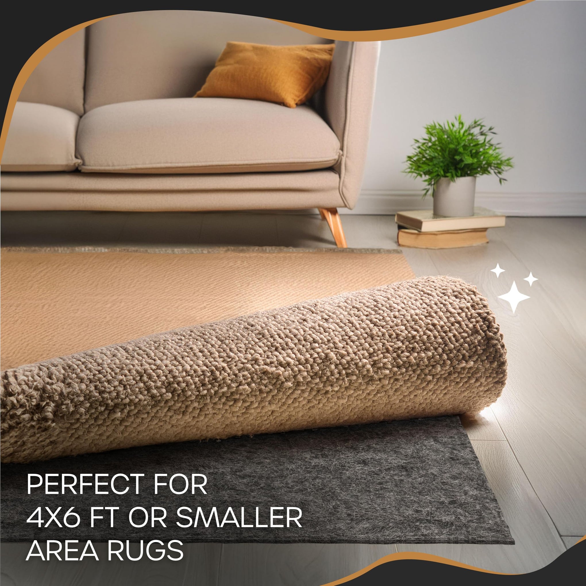 4 Ft x 6 Ft Felt TPO Non Skid Rug Pad & Carpet Pad 1 (24 Sq Ft)