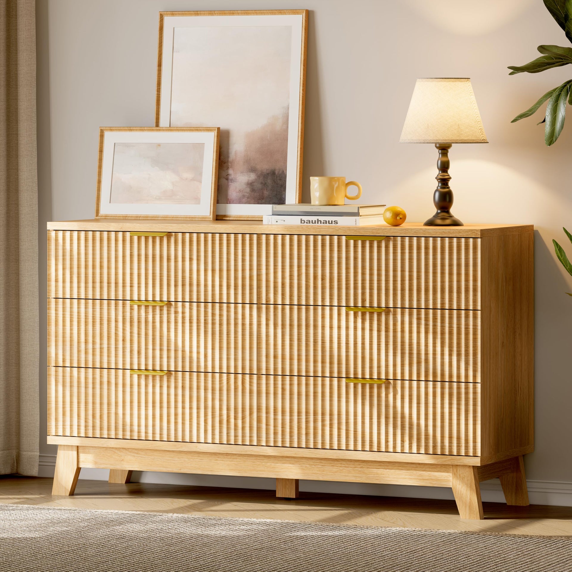 Fluted Dresser with 6 Drawers