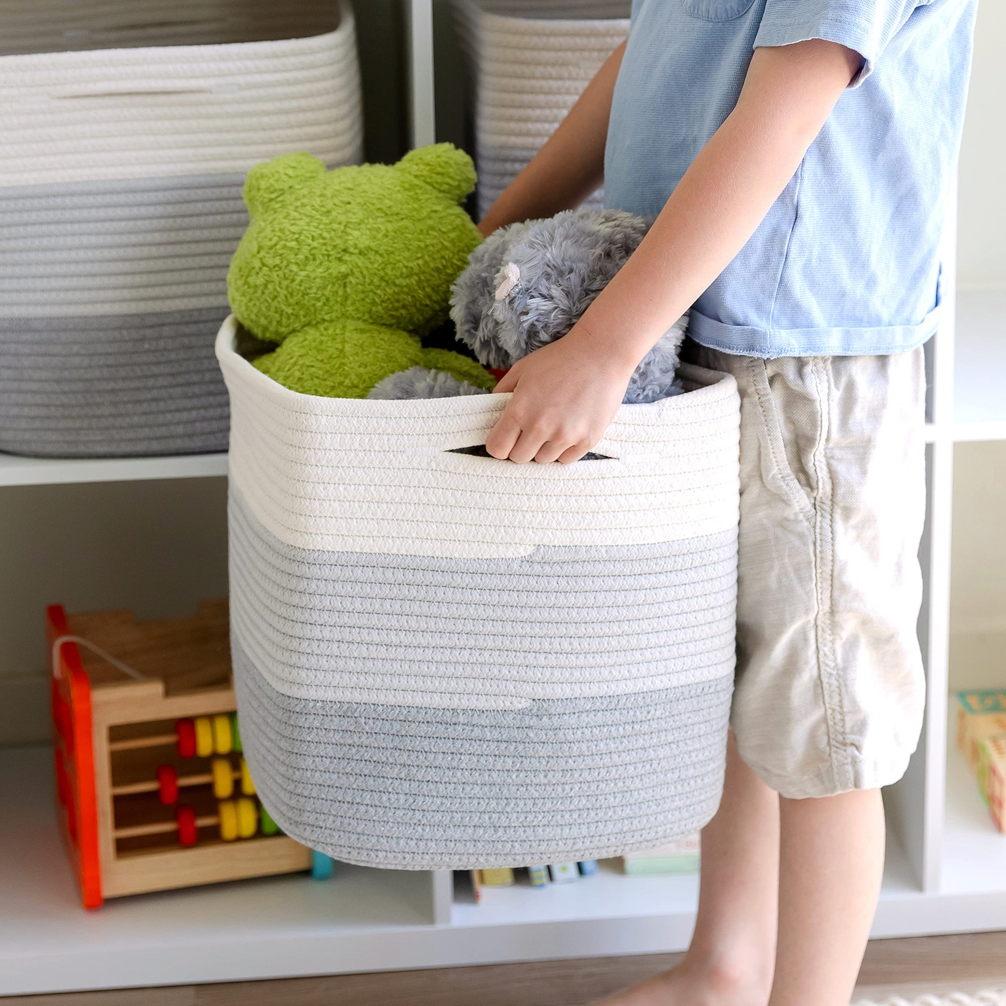 Storage Cubes 11 Inch Cotton Rope Woven Baskets for Organizing (3 Count)