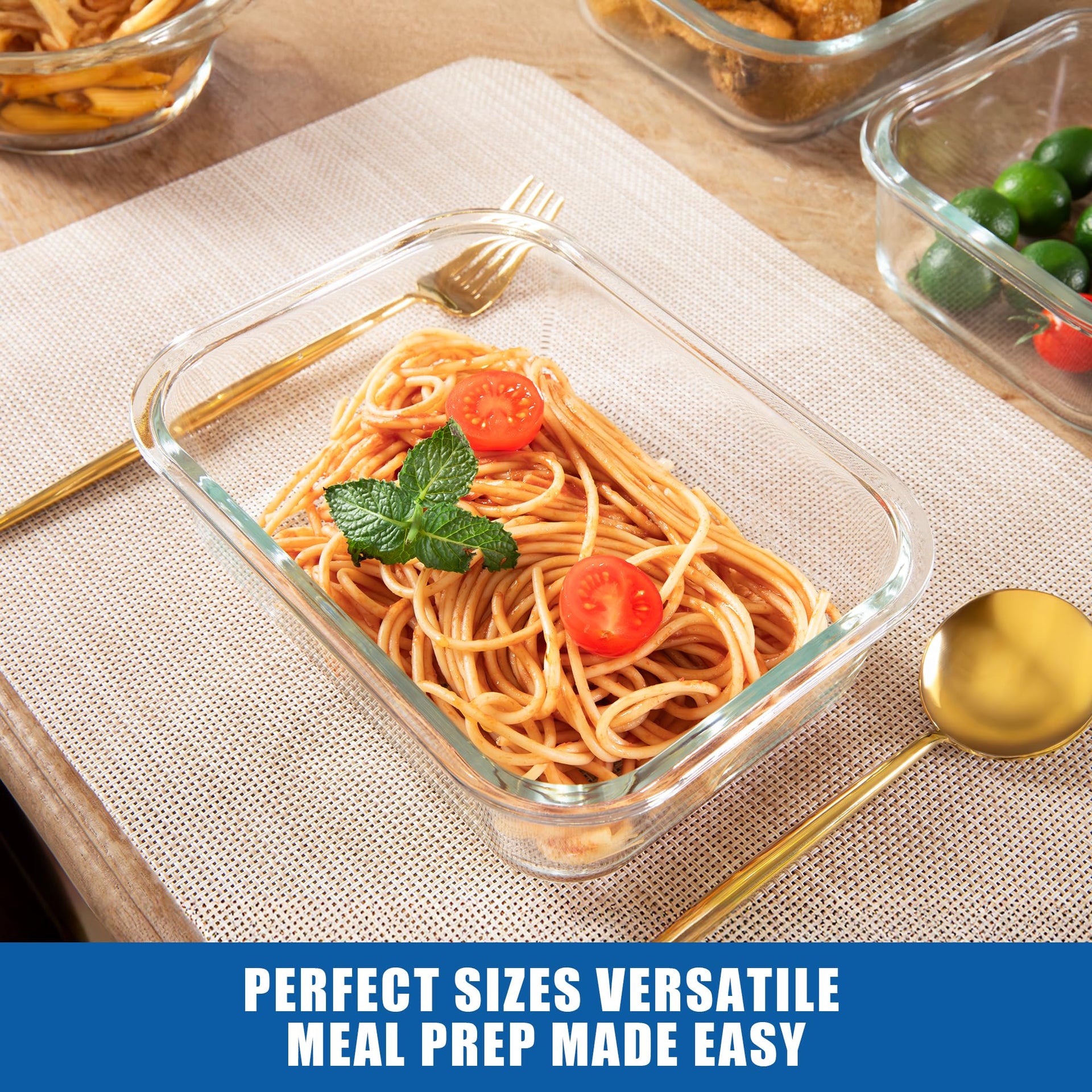 5 Pack Borosilicate Glass Containers with Tempered Glass Lids (5 Count)