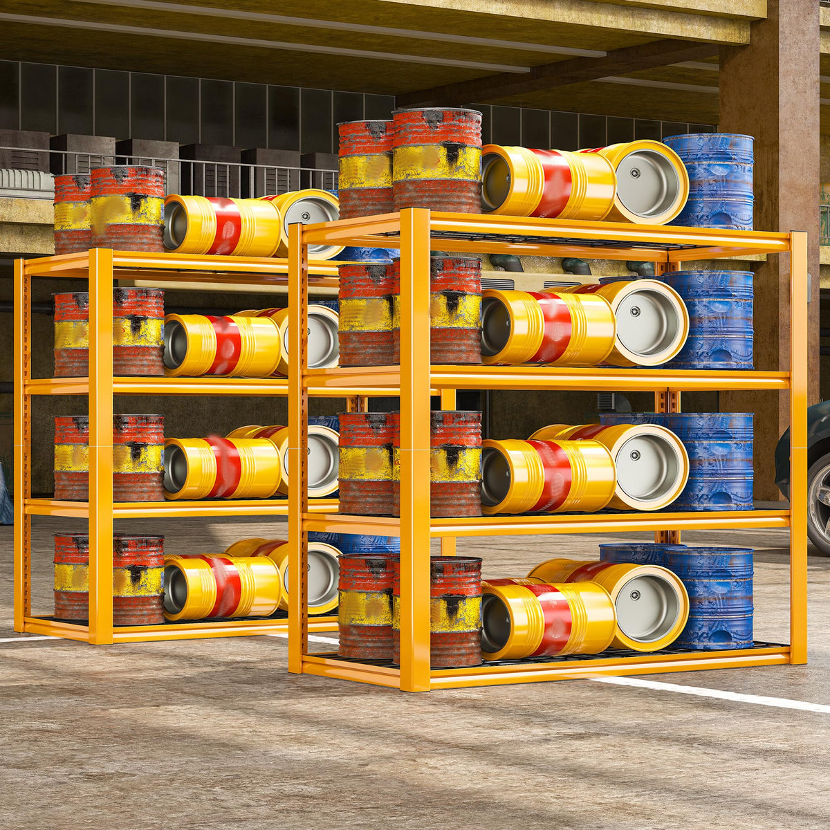 40" W Yellow Garage Shelving with Double (2 Count)