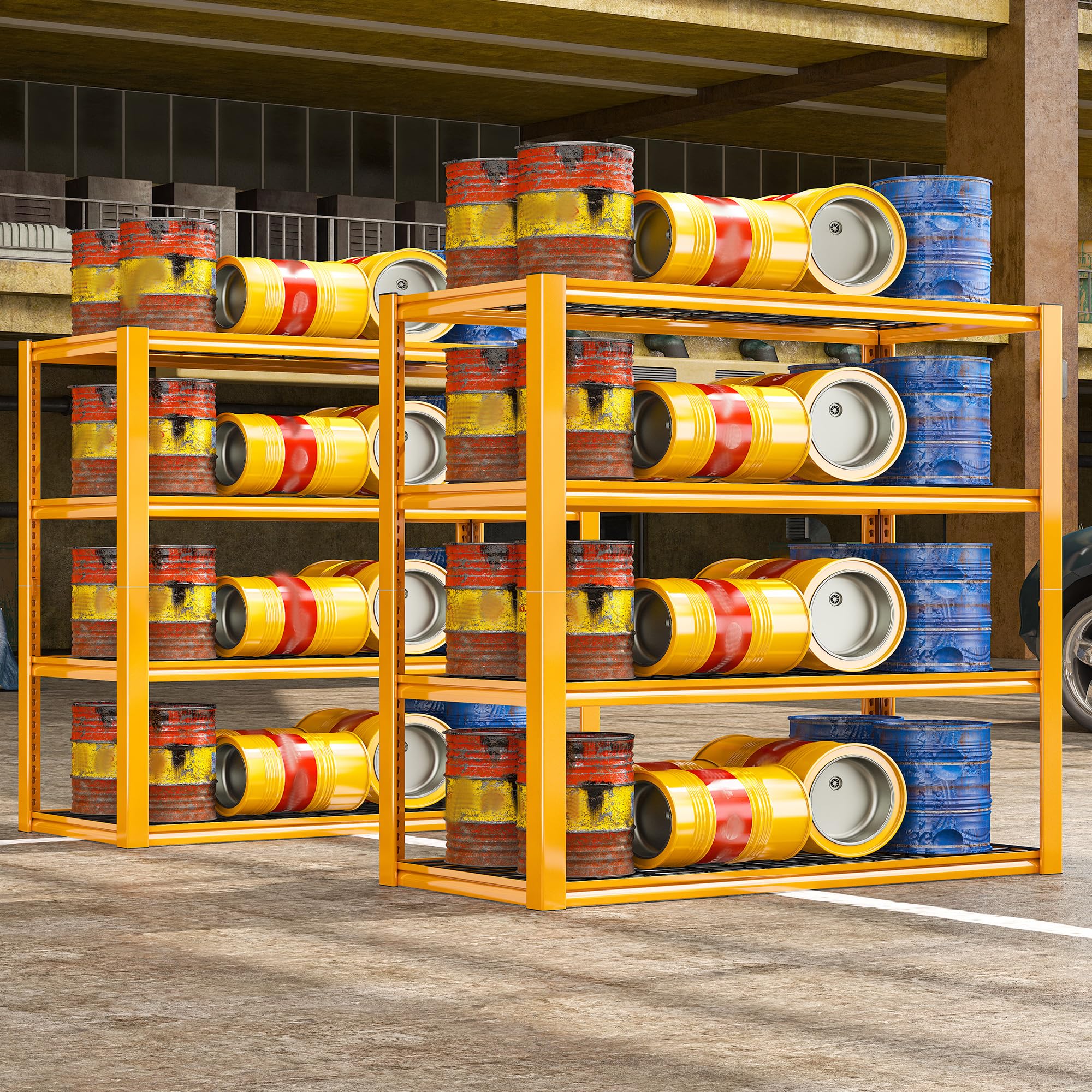 40" W Yellow Garage Shelving with Double (2 Count)