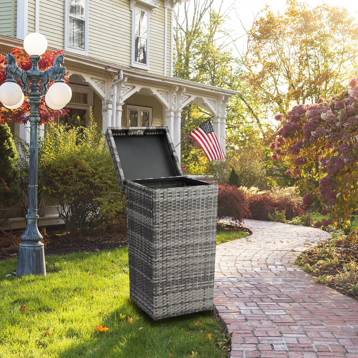Wicker Patio Trash Can