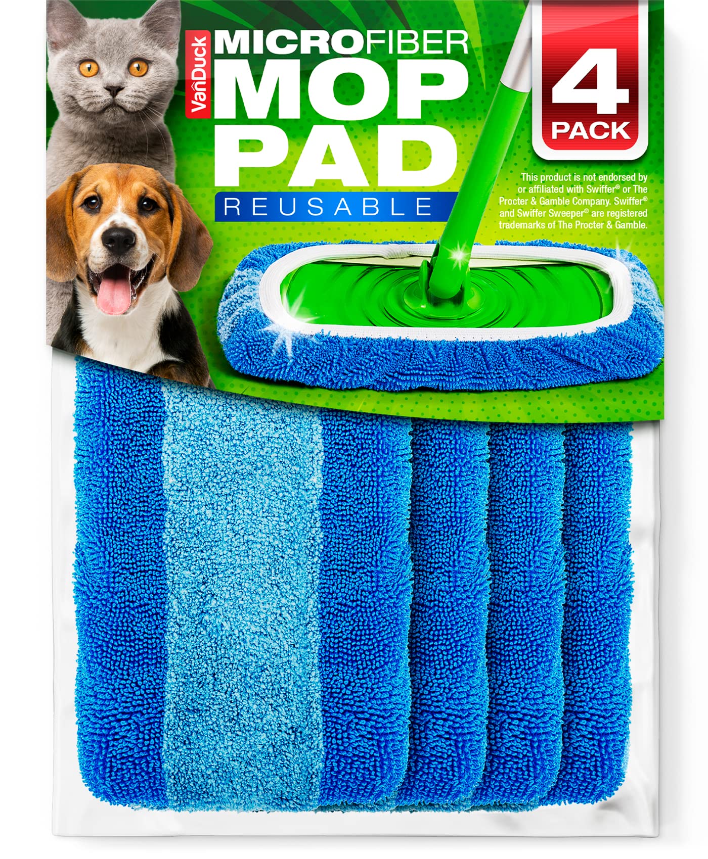 Reusable Microfiber Mop Pads for Swiffer Sweeper (4 Count)