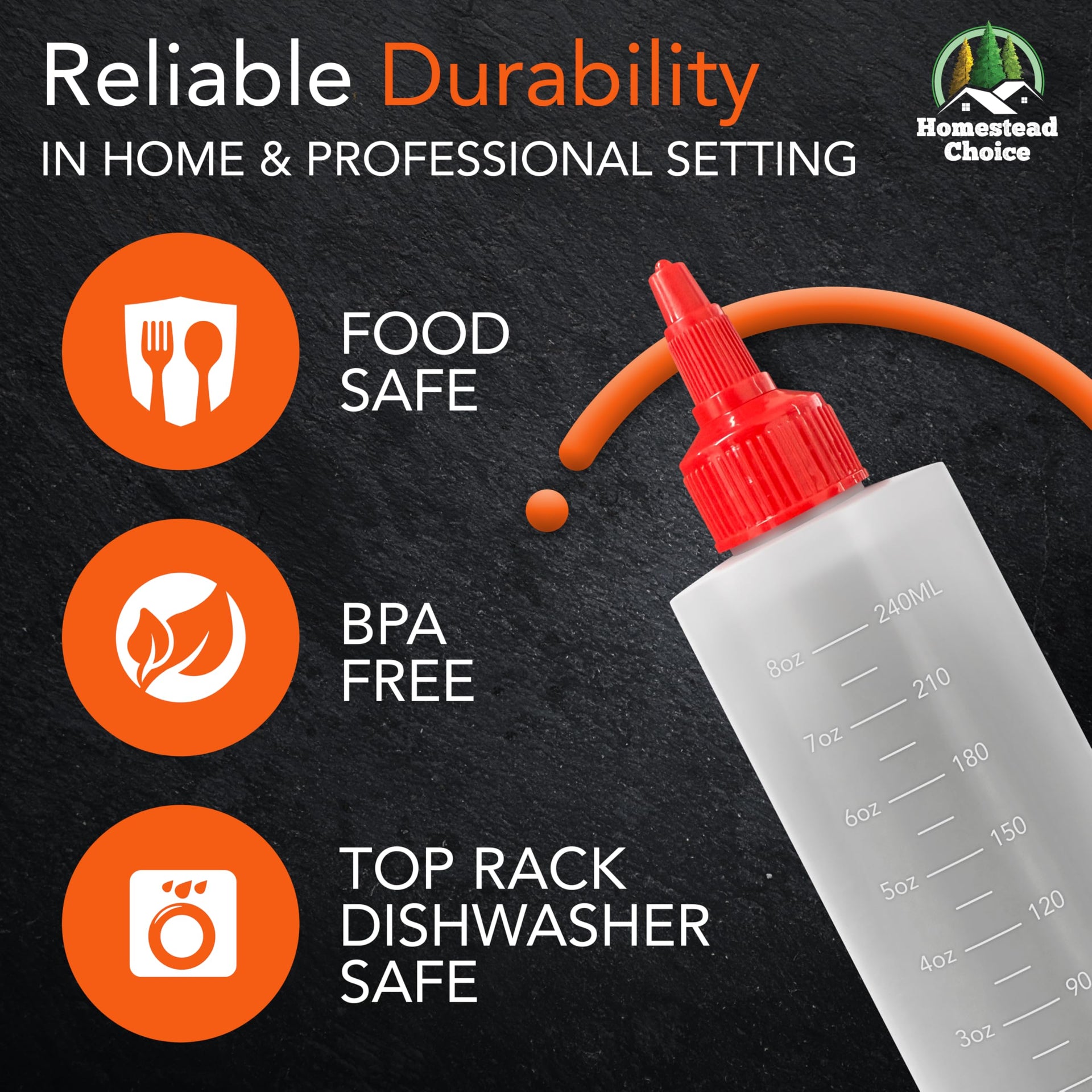 6 pack Plastic Squeeze Bottles for Sauces (6 Count)