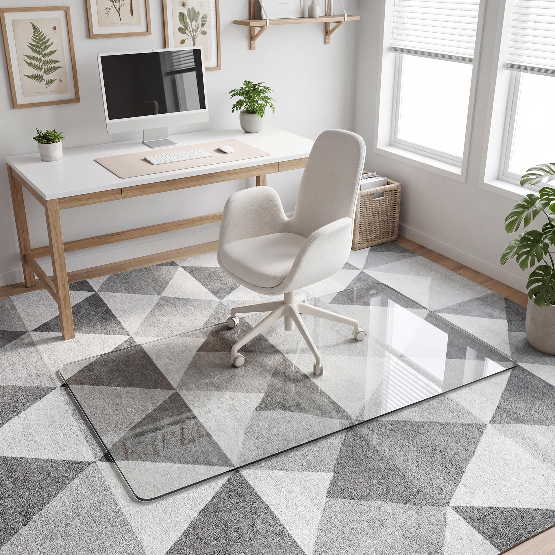 30"x55" Tempered Glass Chair Mat for Carpet & Hardwood Floors