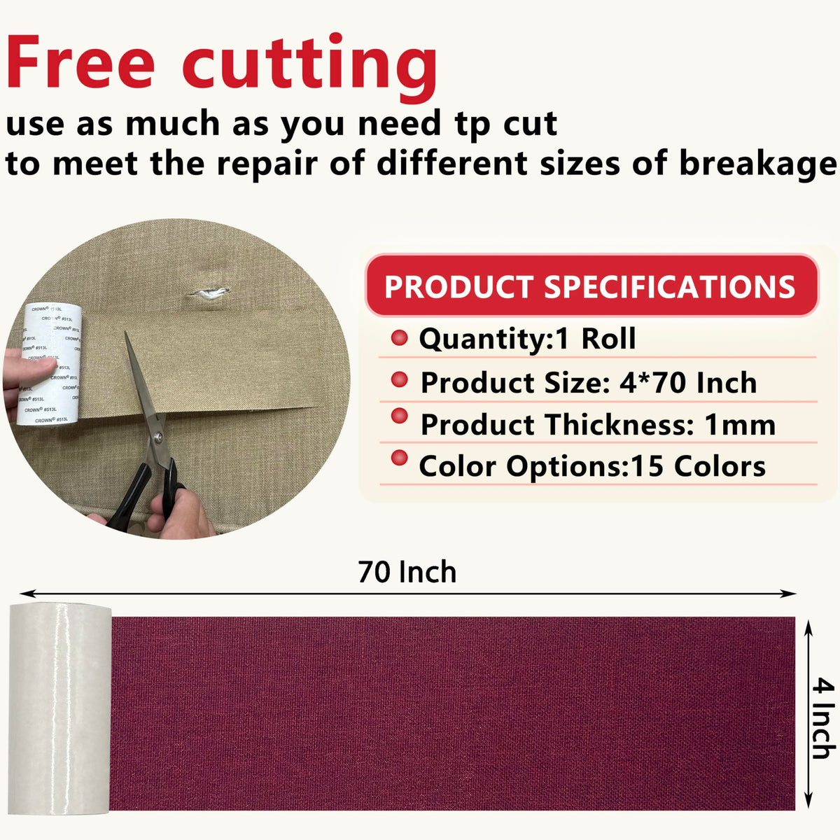 Linen Repair Tape 4x70 Inch Self