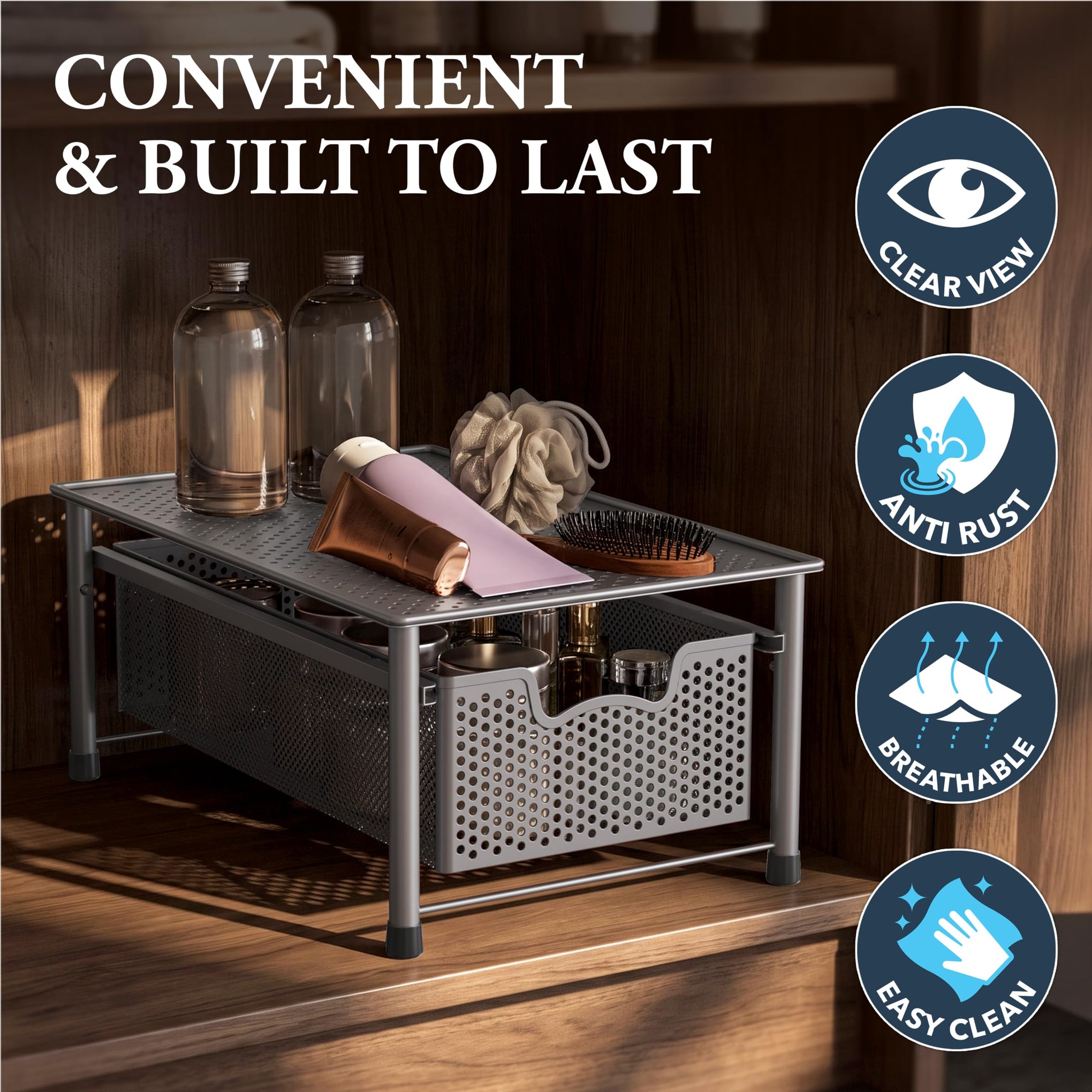 Stackable Cabinet Basket Drawer Organizer