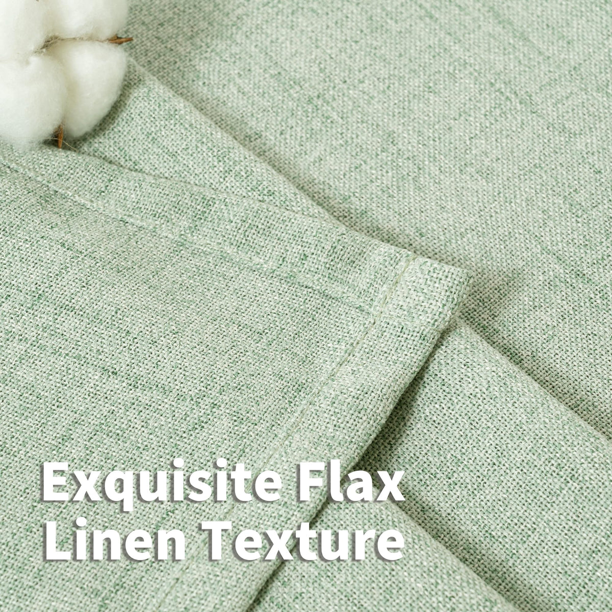 Sage Green Linen Semi Sheer Curtains 40 Inch Length for Kitchen Window (2 Count)