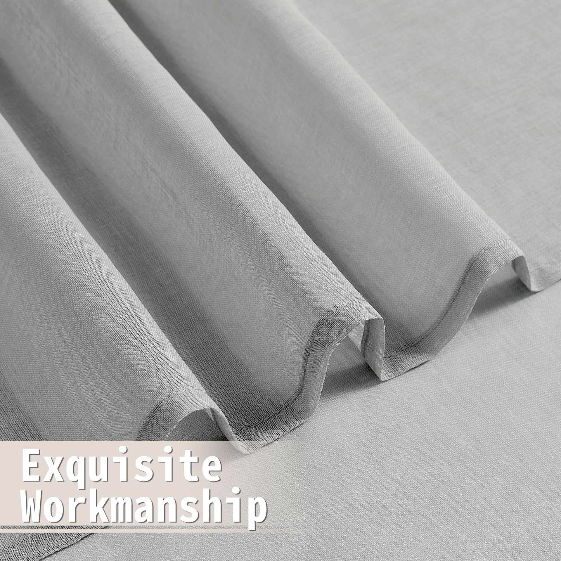 Sheer Door Curtain Closet Linen Textured Curtains Sheer Doorway Light Filtering Voile Patio Glass Doors Rod Pocket Curtain French Door