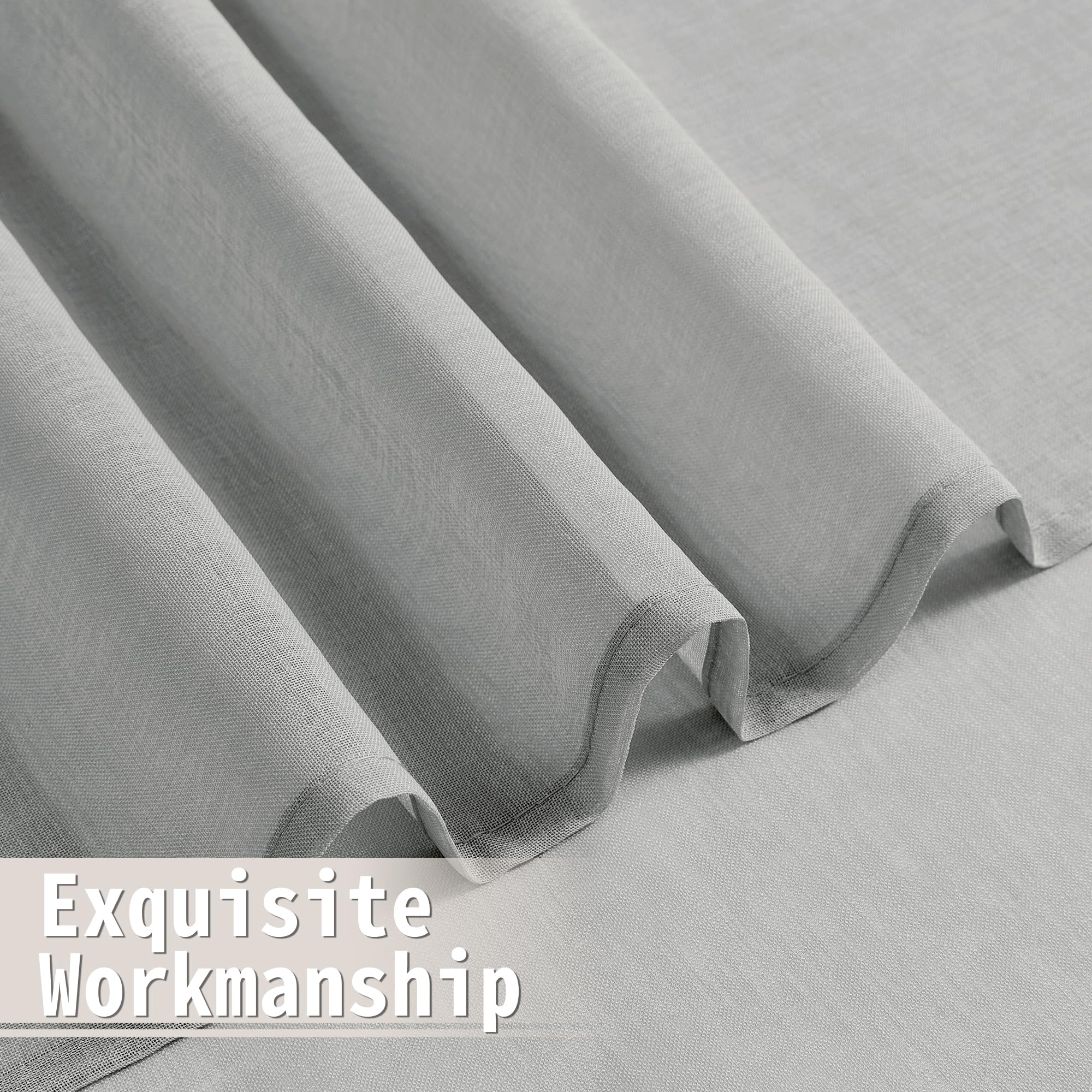 Sheer Door Curtain Closet Linen Textured Curtains Sheer Doorway Light Filtering Voile Patio Glass Doors Rod Pocket Curtain French Door