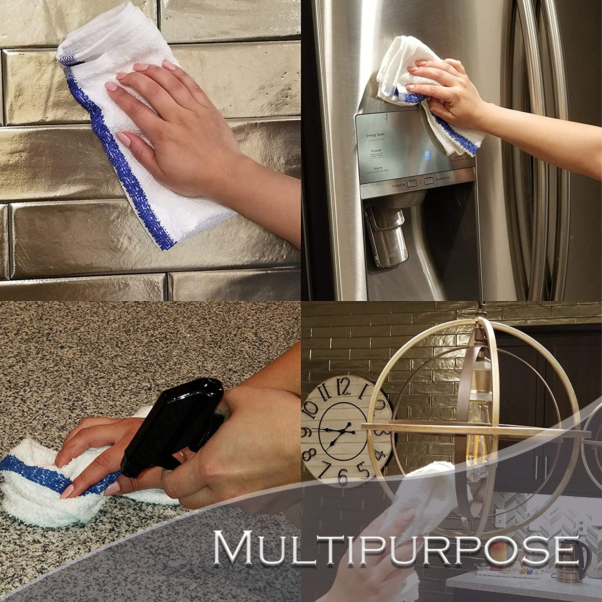 120 PC New Cotton Blend White Restaurant Bar Mops Kitchen Towels (120 Count)