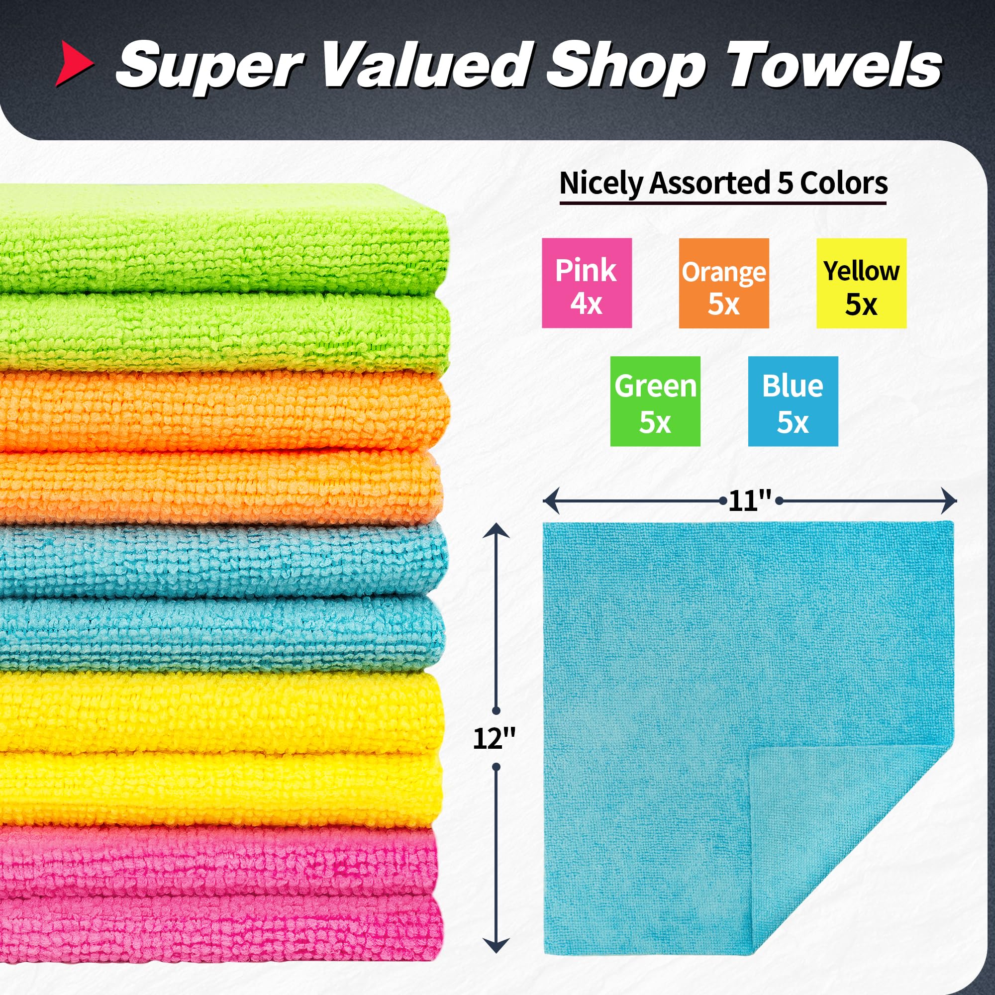 Shop Towels Microfiber Cleaning Cloth Bulk (24 Count)