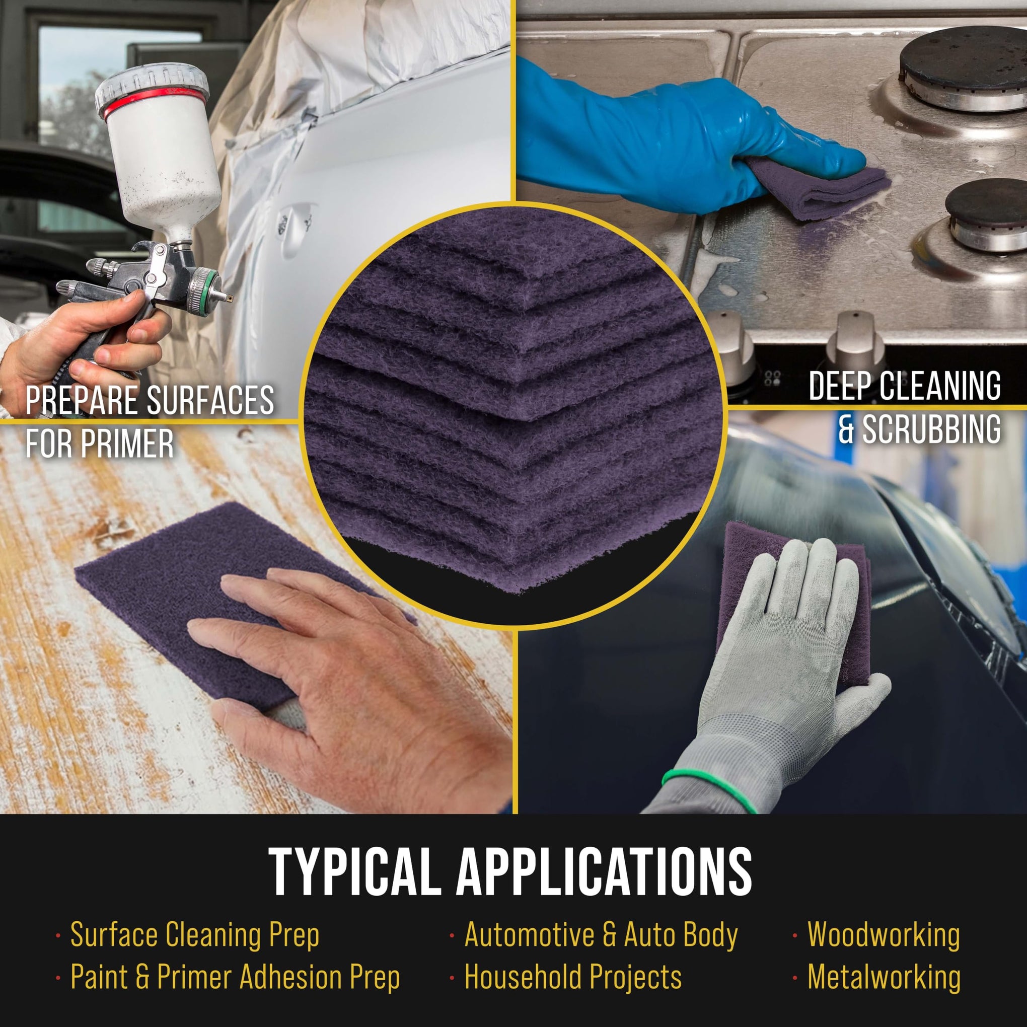 Premium 6" x 9" Purple Medium Fine 600 Grit General Purpose Scuff Pads (10 Count)