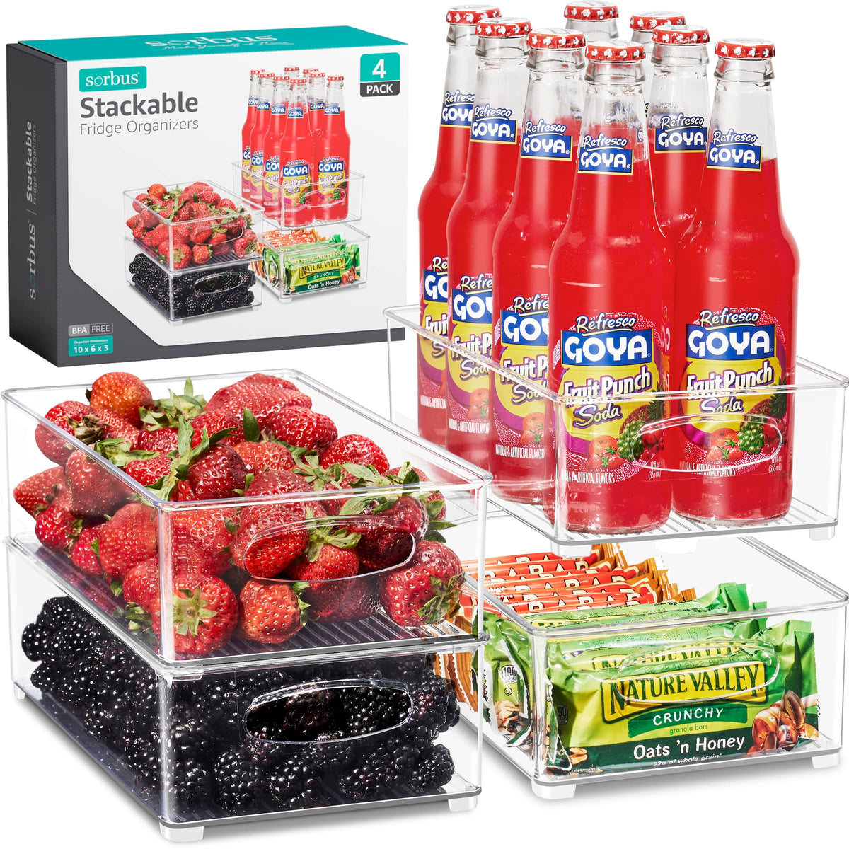 Stackable Refrigerator Organizer Bins (4 Count)