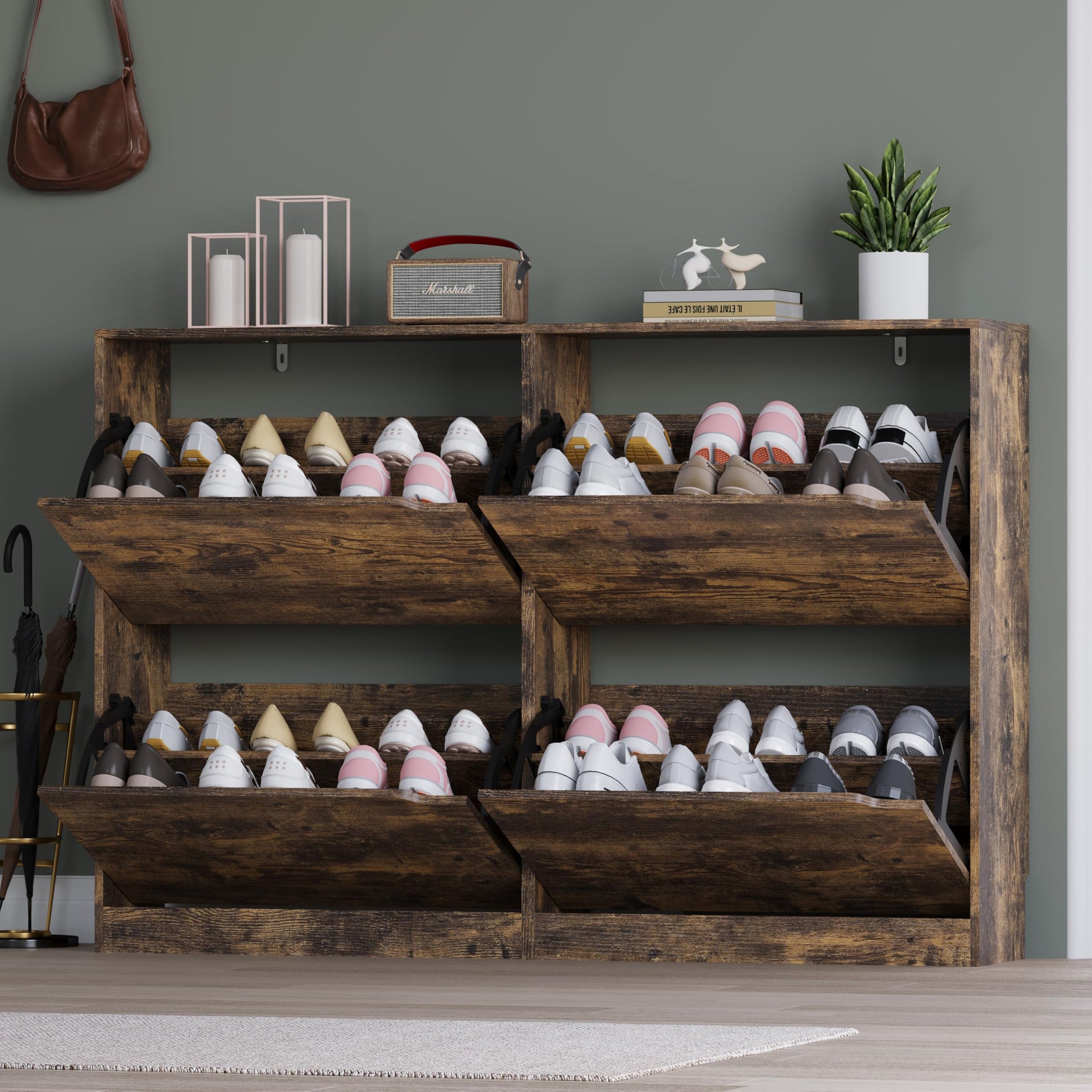 Shoe Cabinet with 4 Flip Drawers