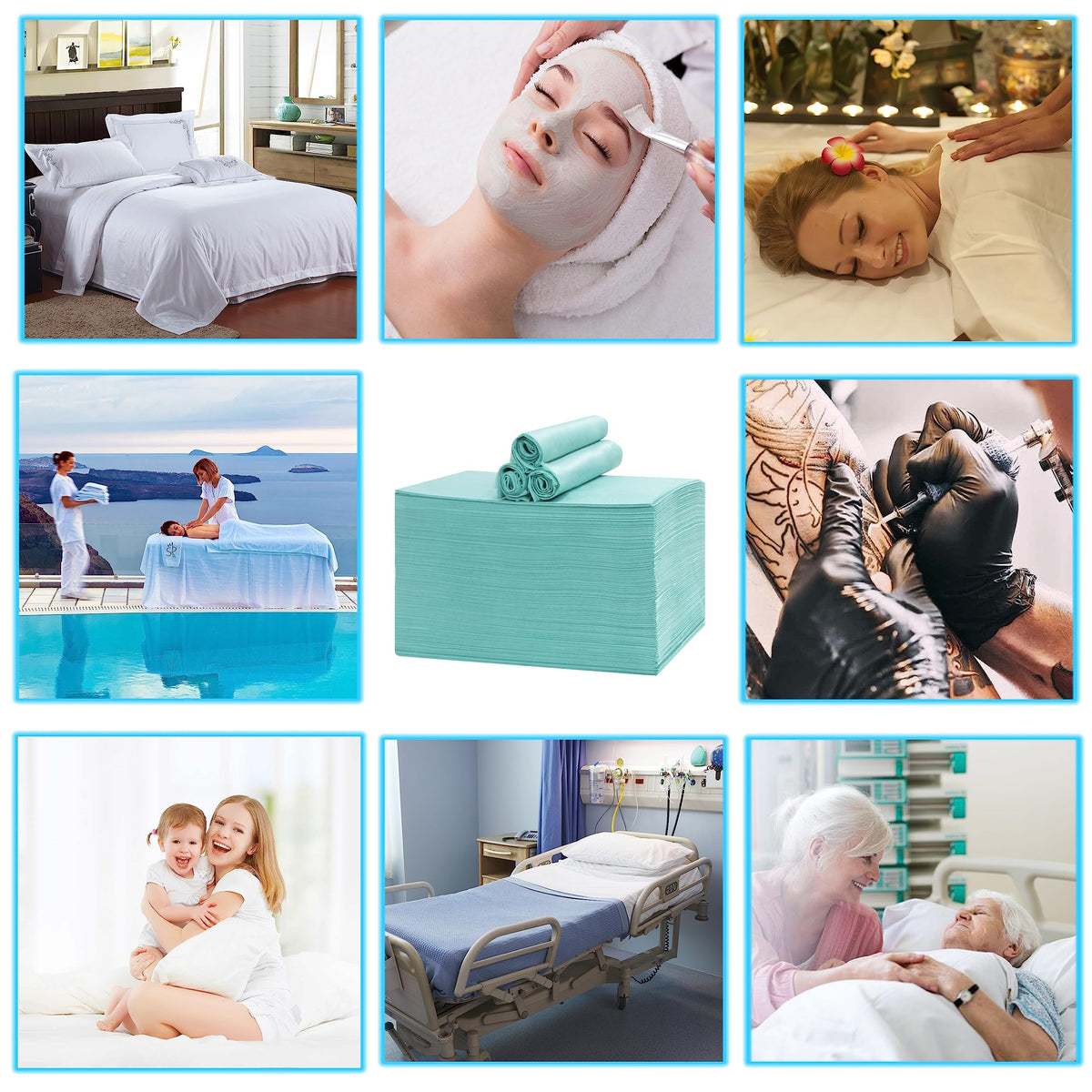 Disposable Bed Sheets for Massage Table 100 Pcs 31" x 71" Waterproof Massage Table Sheets Soft Non Woven Fabric SPA Massage Table Bed Cover Breathable for Beauty Tattoos Waxing (100 Count)