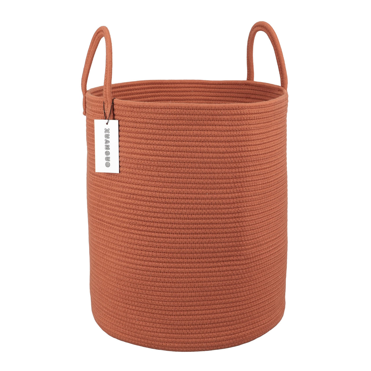 Cotton Rope Laundry Basket Hamper for Clothes Large Rust Red