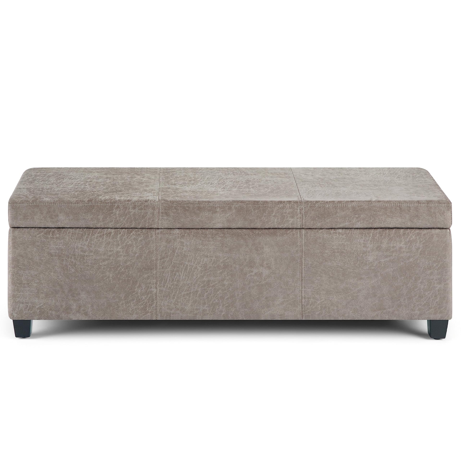 Avalon 48" Wide Linen Look Fabric Storage Ottoman in Cloud Grey