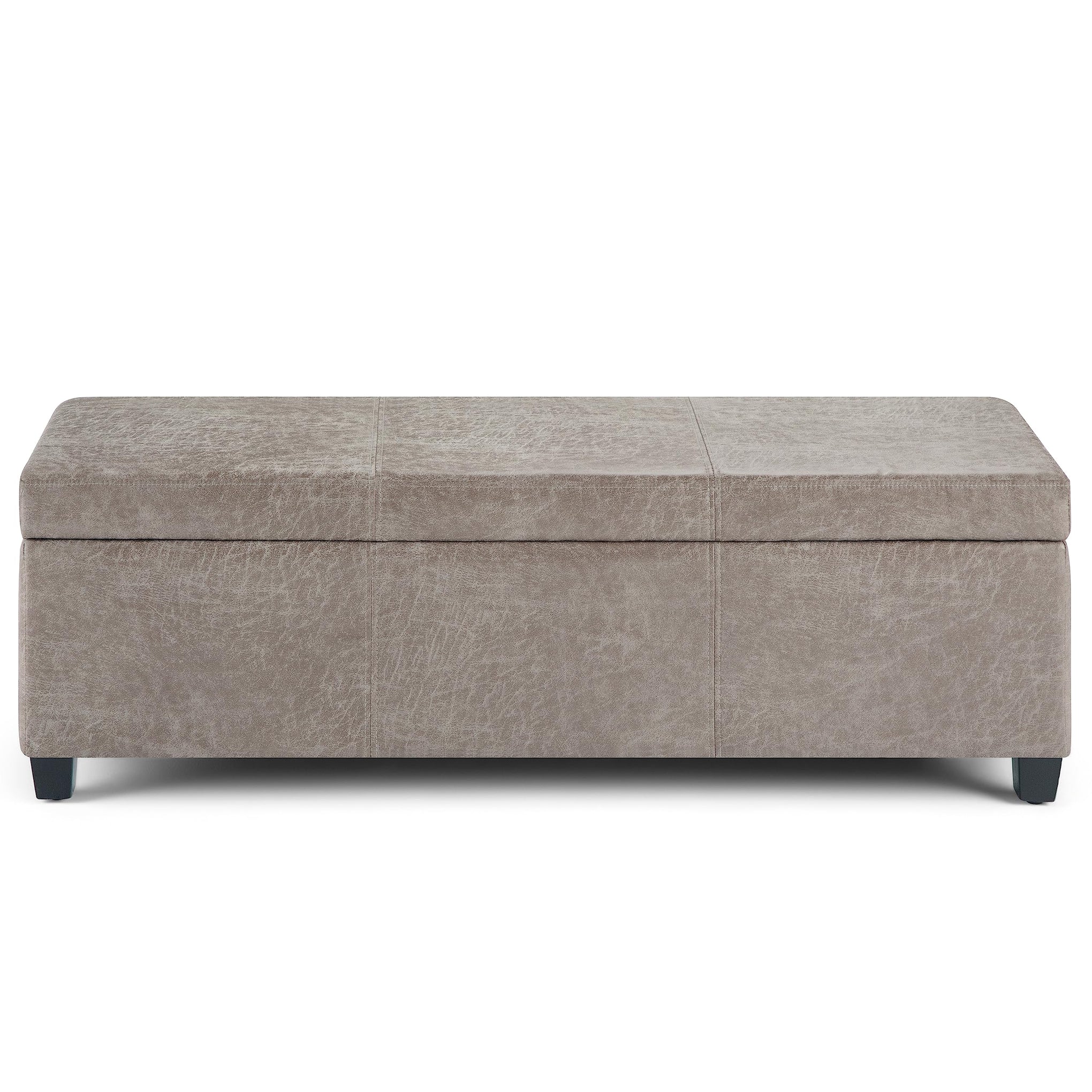 Avalon 48" Wide Linen Look Fabric Storage Ottoman in Cloud Grey