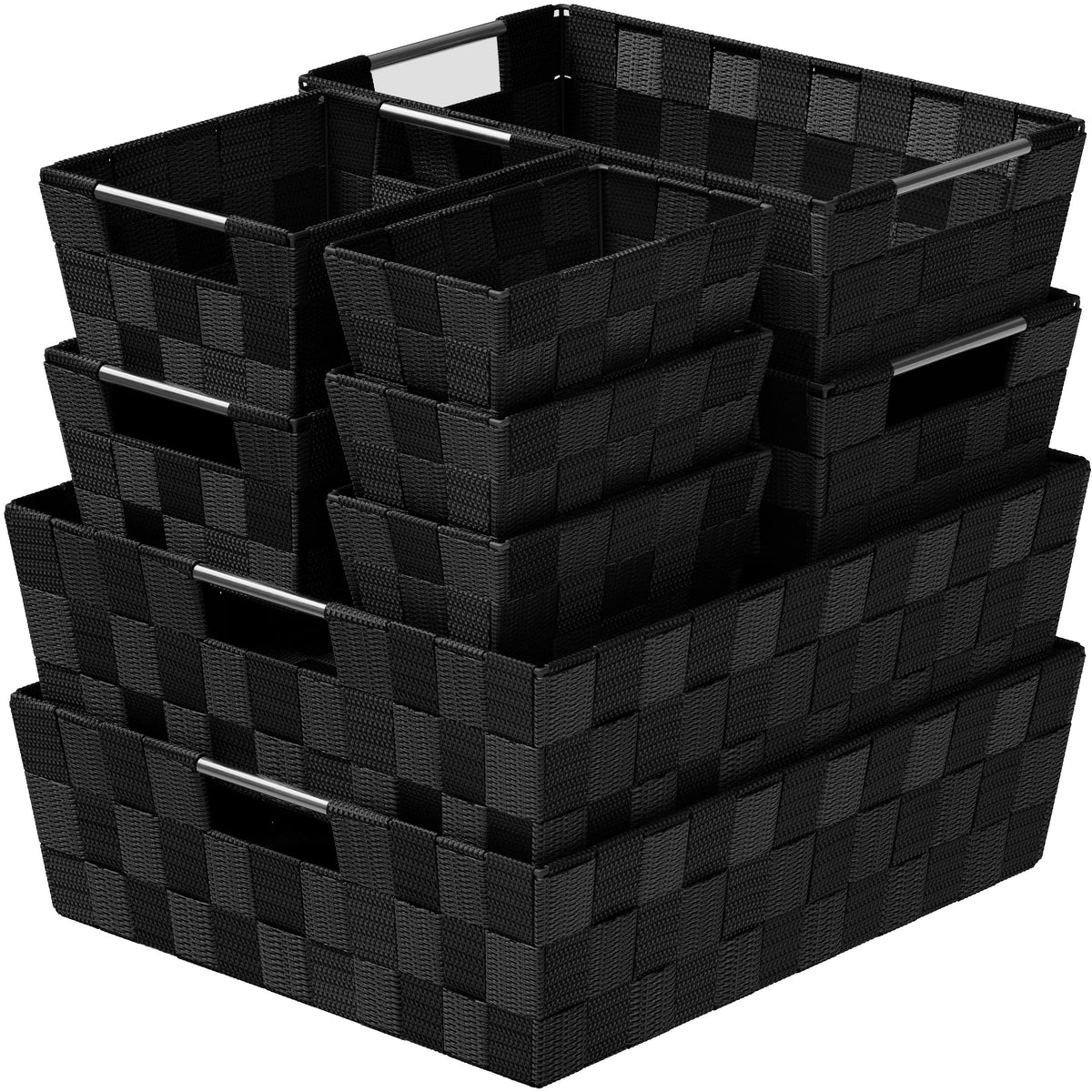 Baskets For Organizing Set Of 9 Black (9 Count)