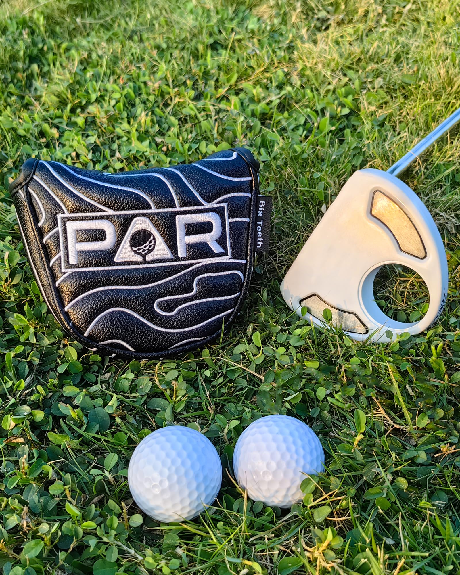 Golf Mallet Putter Cover Pure Black Heel Shafted Mallet Putter Headcover