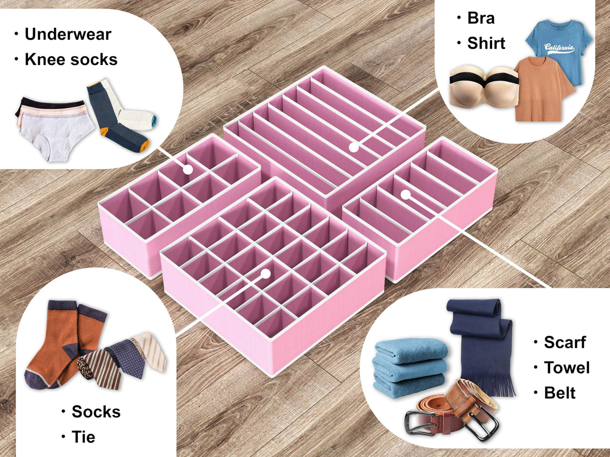 4 Pack Drawer Organizer Set for Underwear (4 Count)