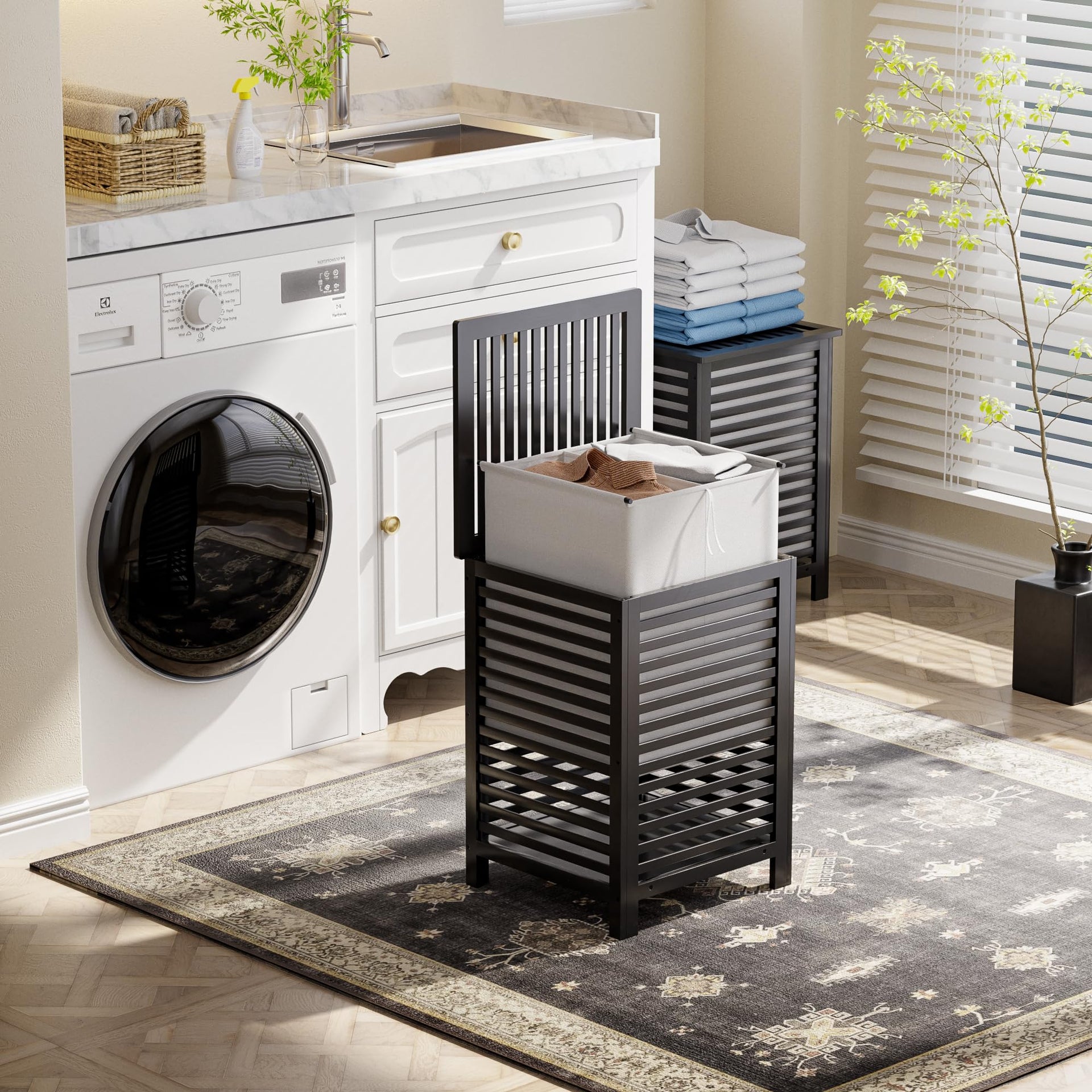 Double Laundry Hamper with Lid