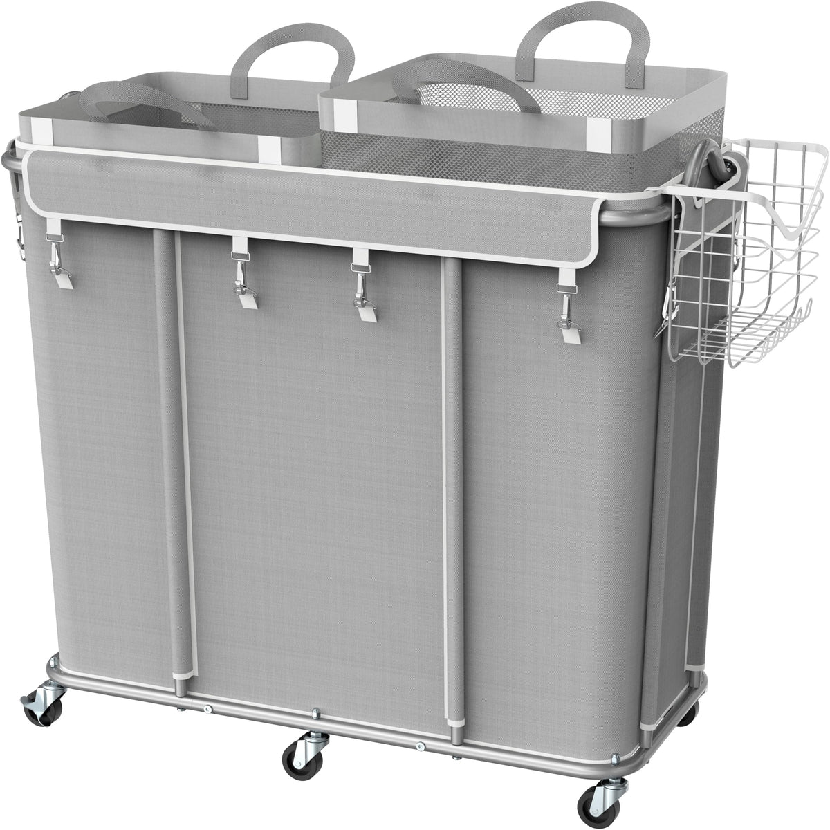 Large 2 Section Rolling Laundry Cart