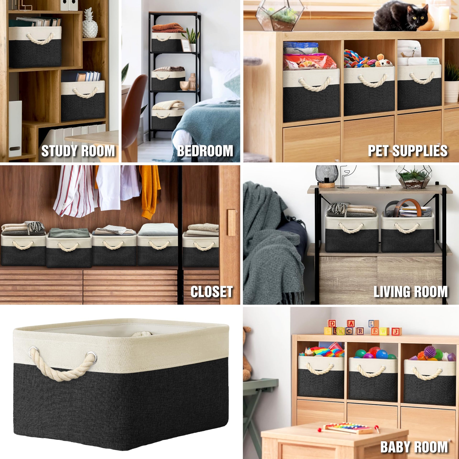 15.7" x 12" Wide & Low Fabric Storage Bin (3 Count)