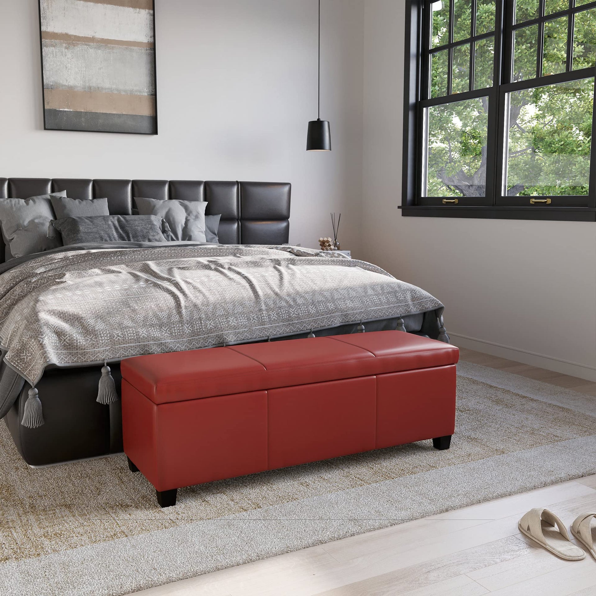 Storage Faux Leather Ottoman