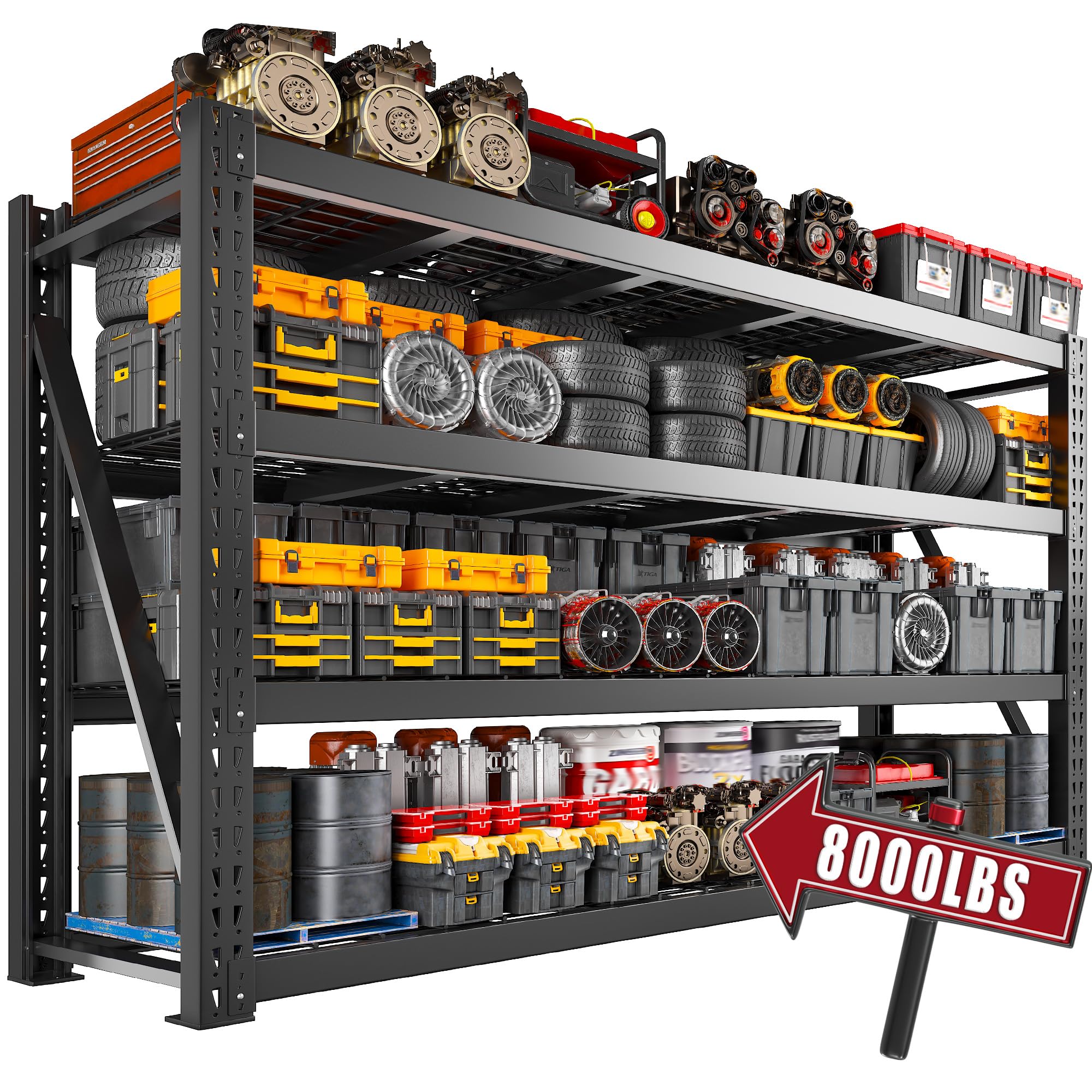 8000LBS Heavy Duty Garage Shelving (4 Count)