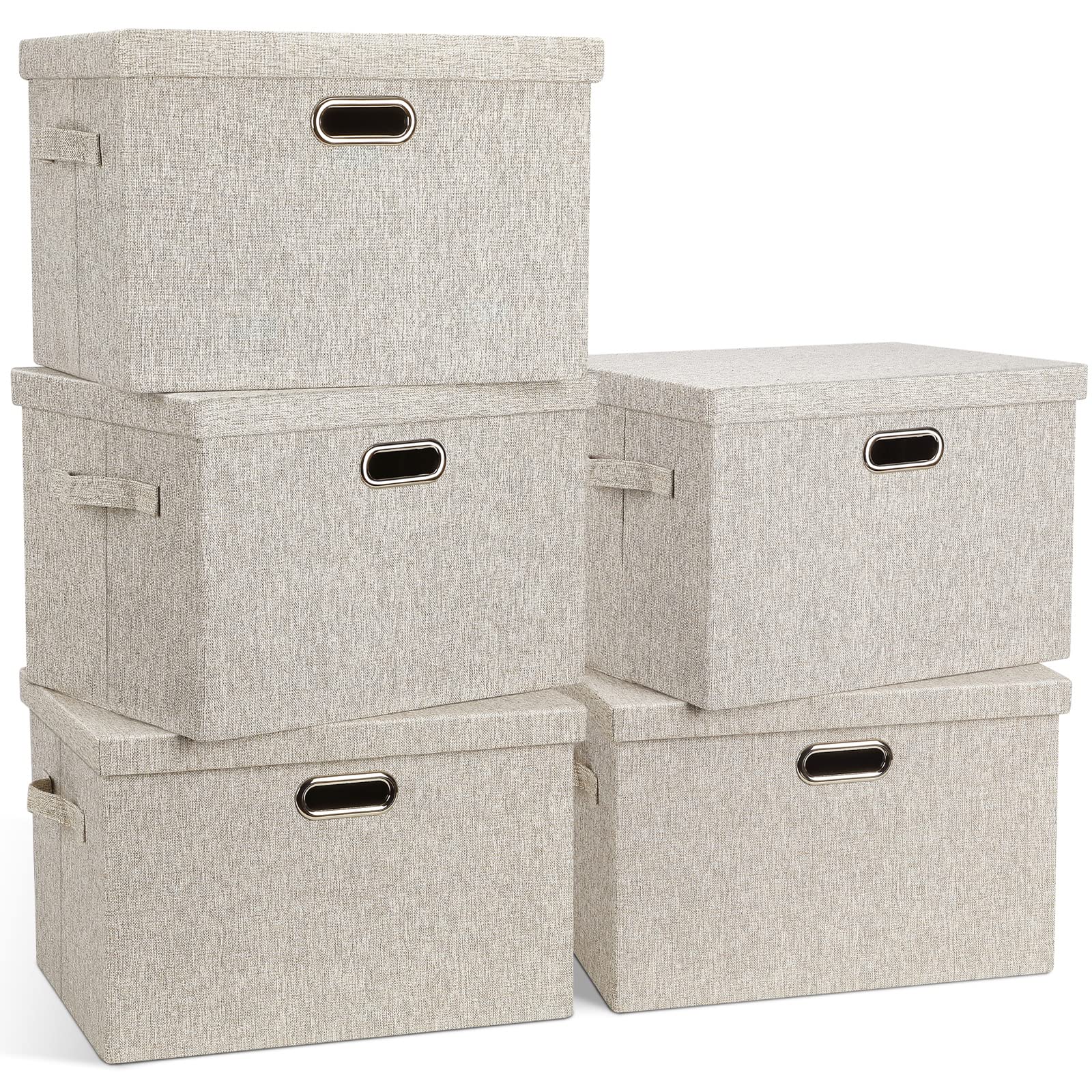 Storage Bins with Lids Fabric Closet Organizers Cubes Office Organization (5 Count)