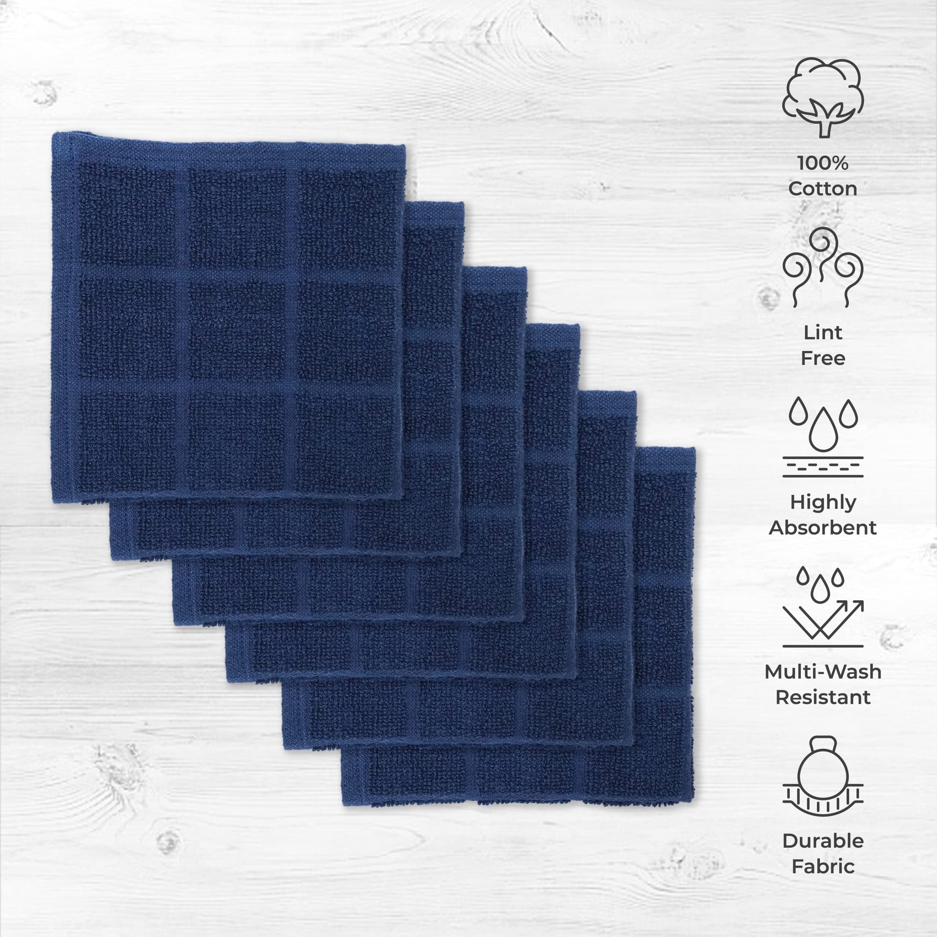 100% Cotton Terry Dish Cloth & Dish Towel (6 Count)
