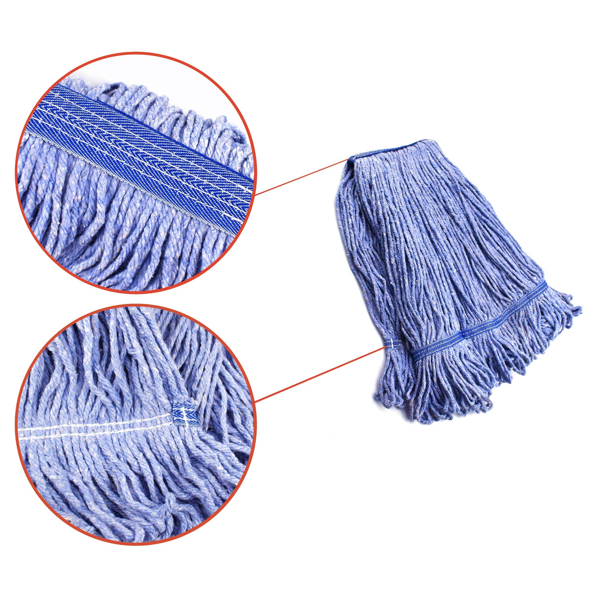 String Mop Heads Replacement Heavy Duty Commercial Grade Blue Cotton Looped End Wet Industrial Cleaning Mop Head Refills (2 Count) - ModHome Supplies