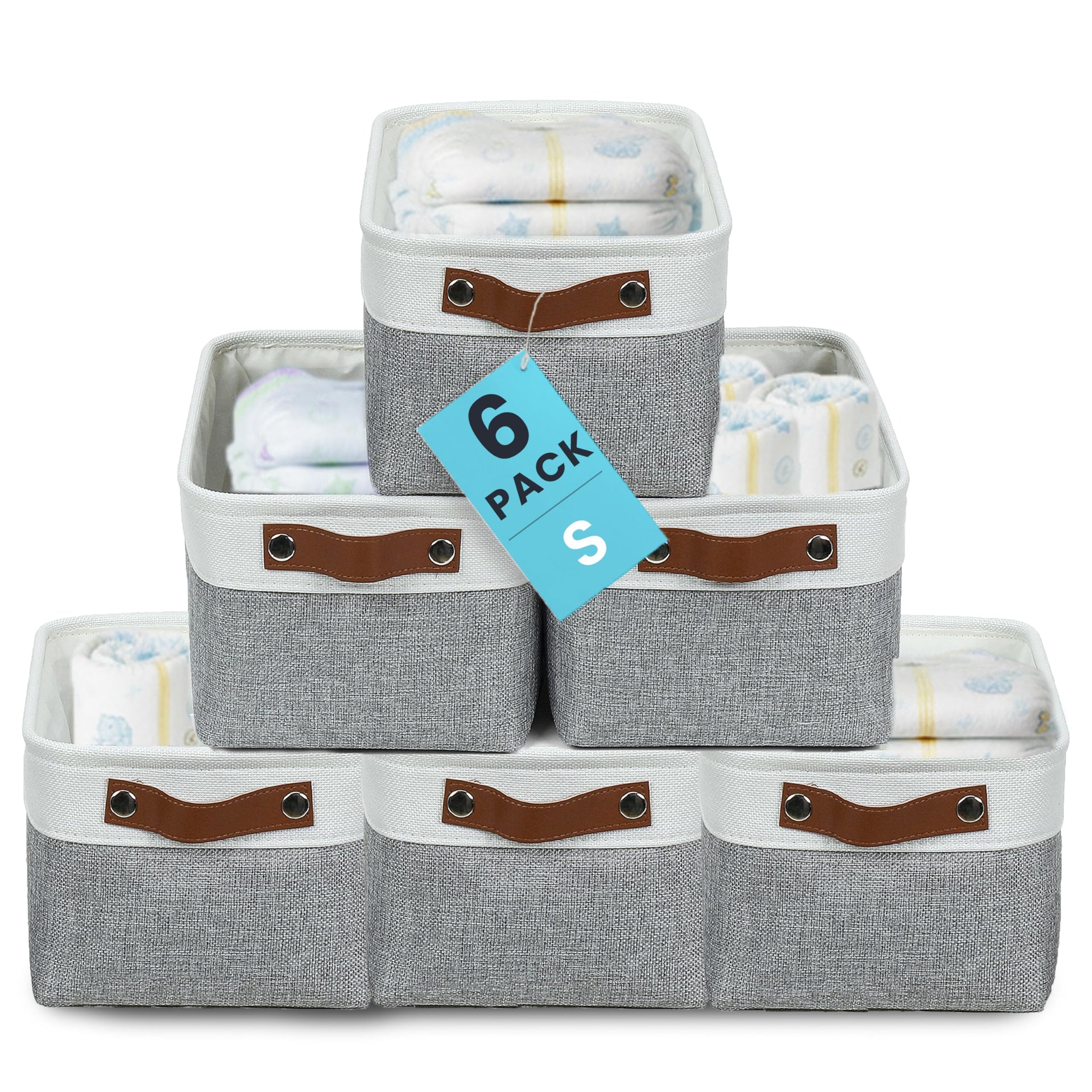 12x8in Canvas Storage Baskets (6 Count)
