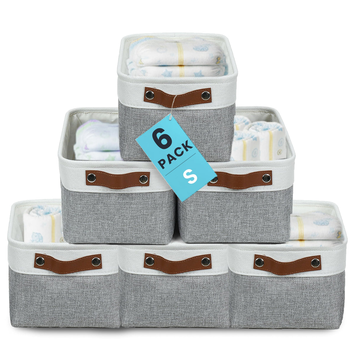 12x8in Canvas Storage Baskets (6 Count)