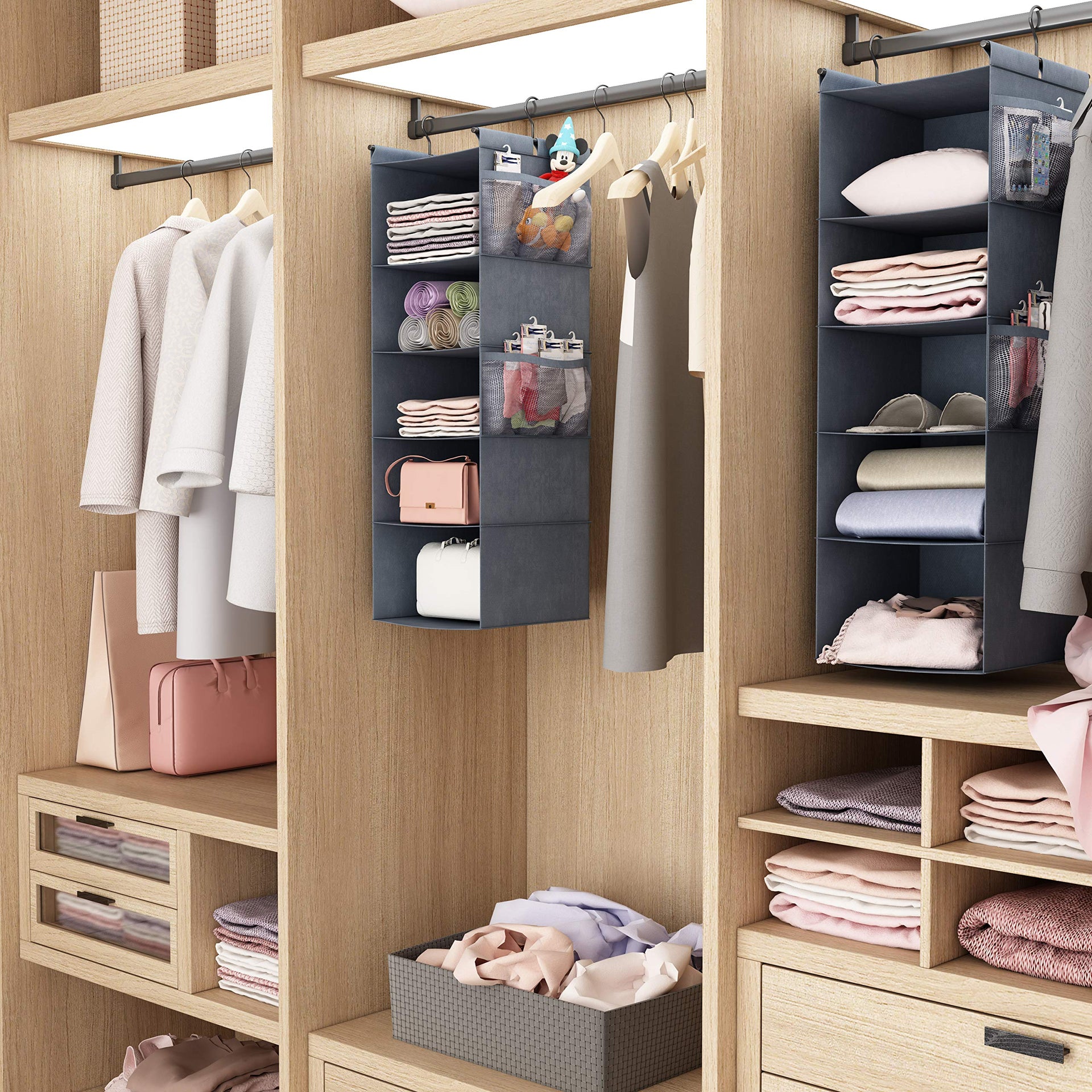 5 Shelf Foldable Hanging Closet Organizer