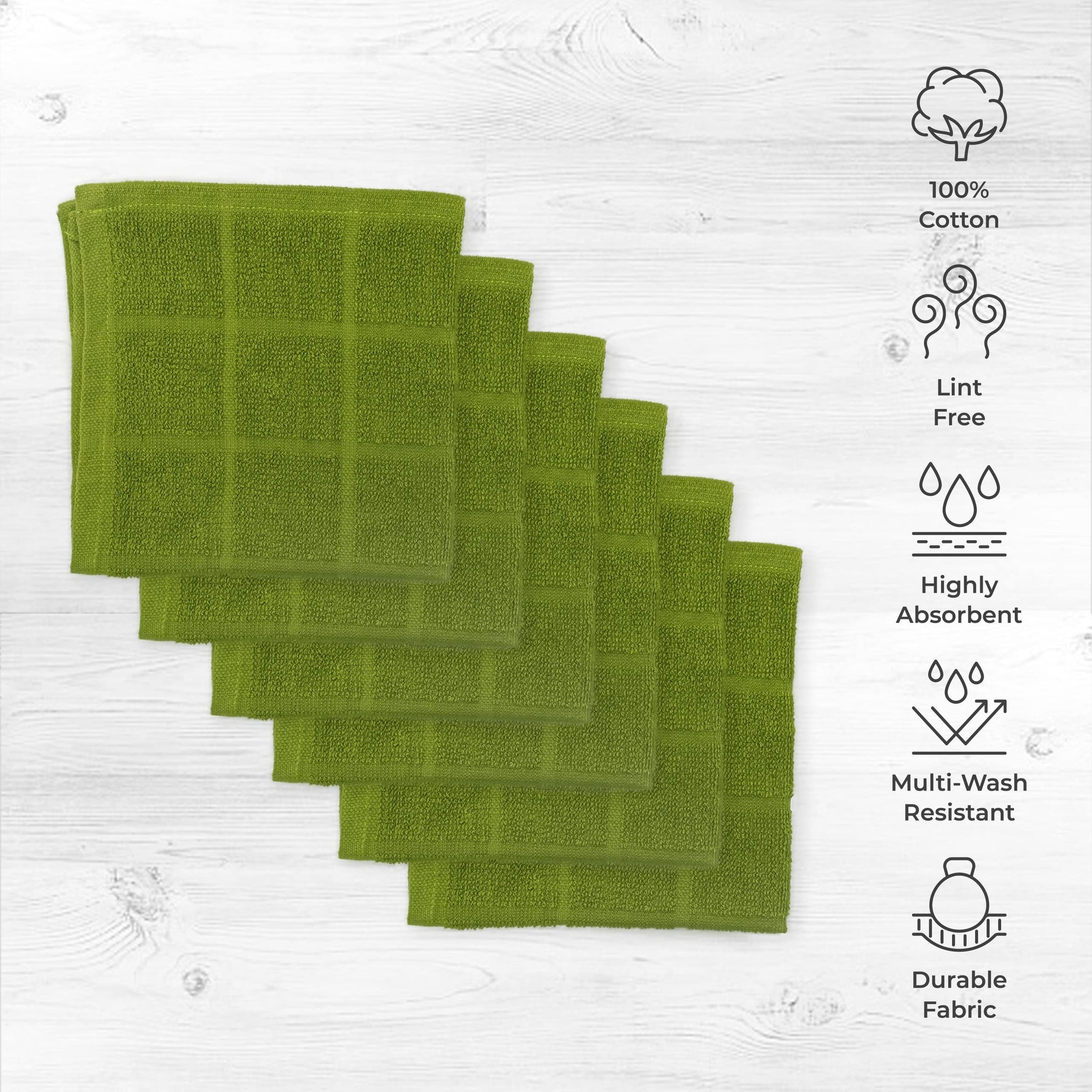 100% Cotton Terry Dish Cloth & Dish Towel (6 Count)