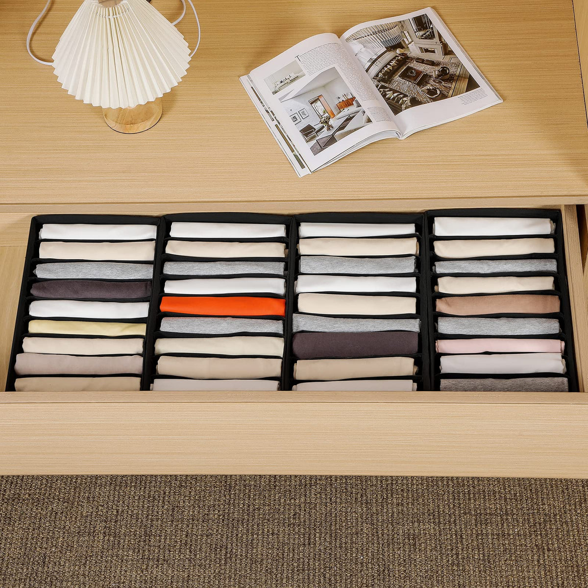 4 Packs T shirt Drawer Organizers for Clothing (4 Count)