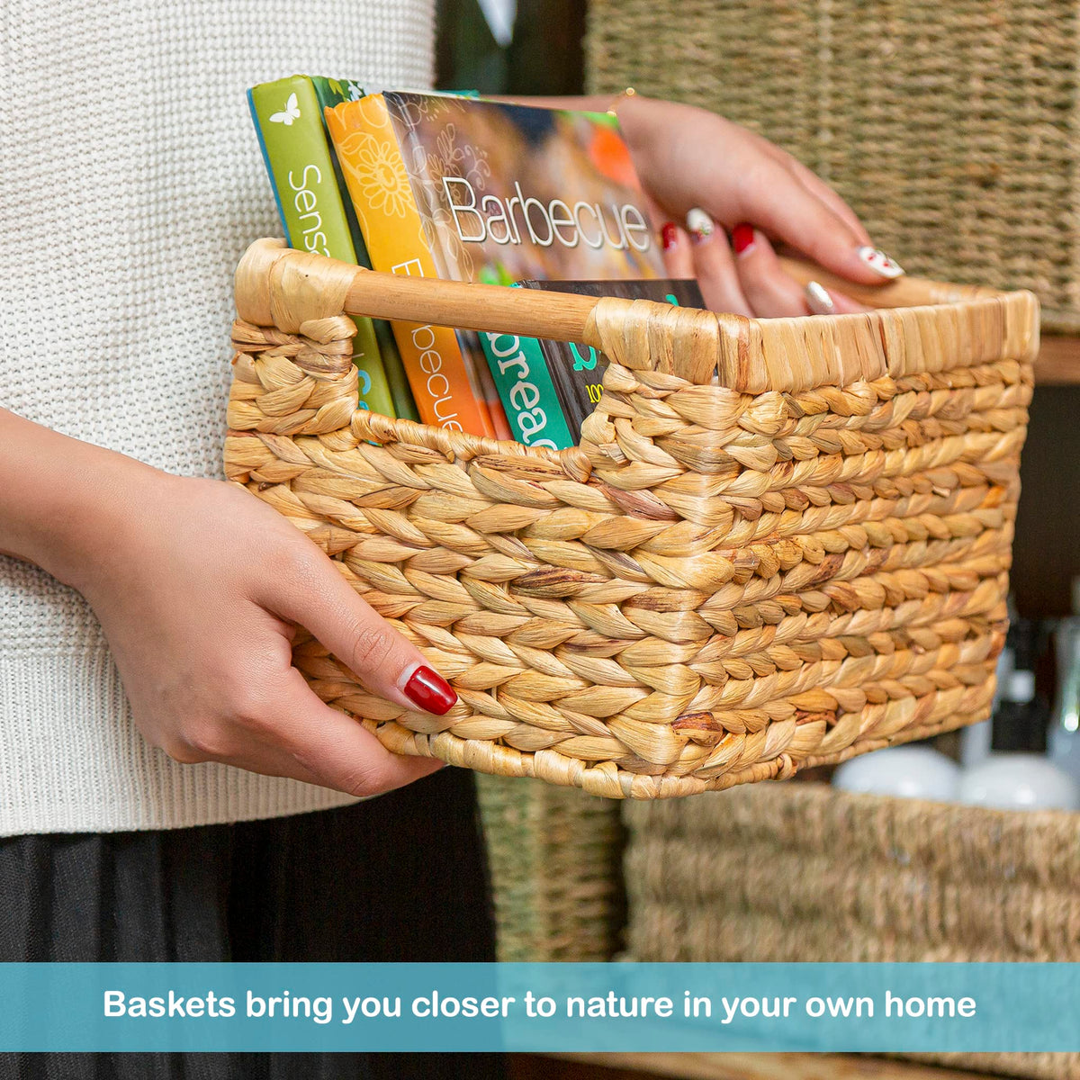 Small Wicker Baskets for Organizing Bathroom (3 Count)