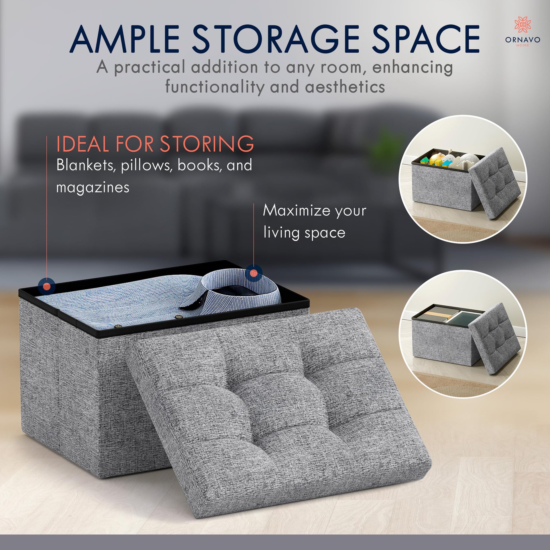 Small Rectangle Storage Ottoman
